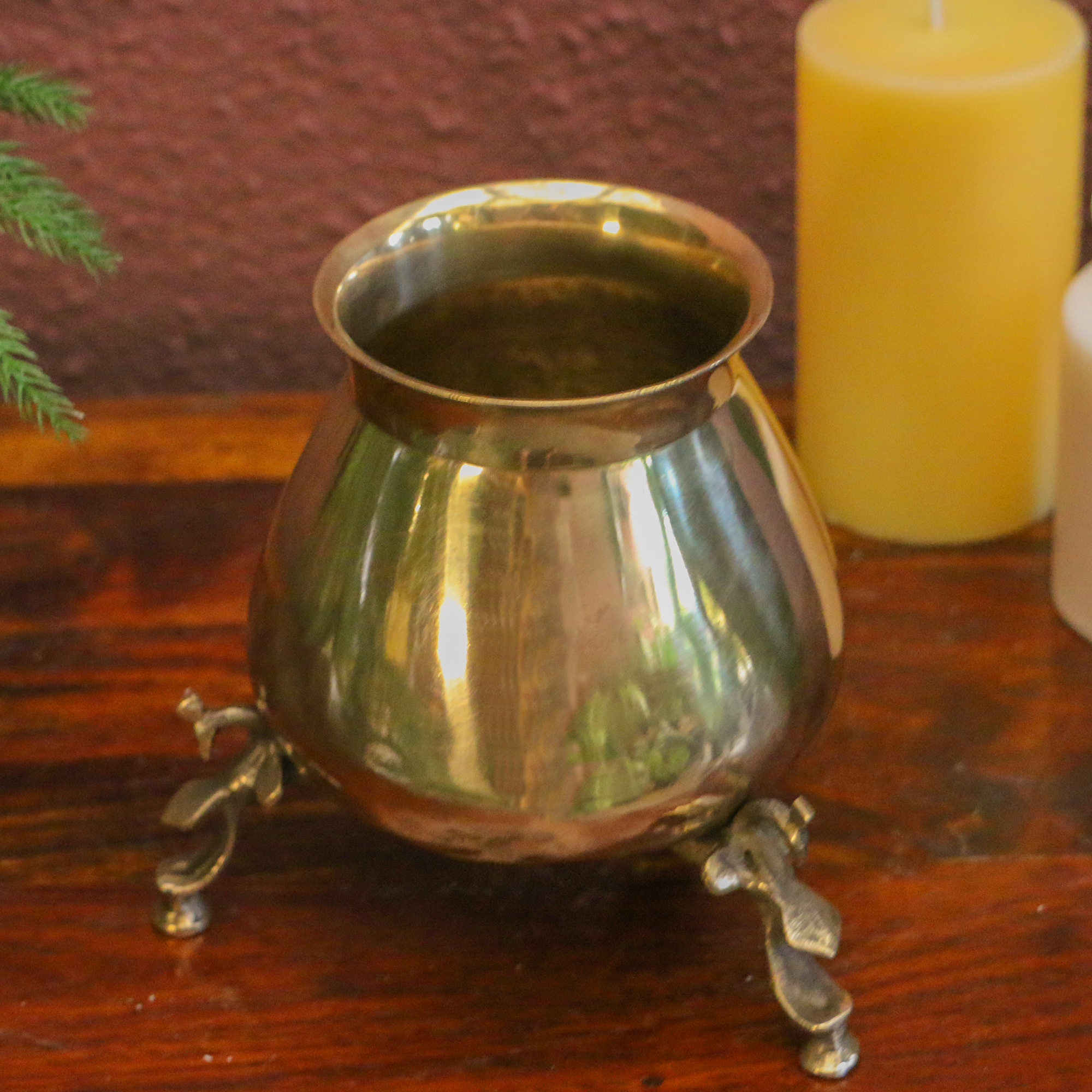 Ambi Pure Brass Vintage Lota on Legs