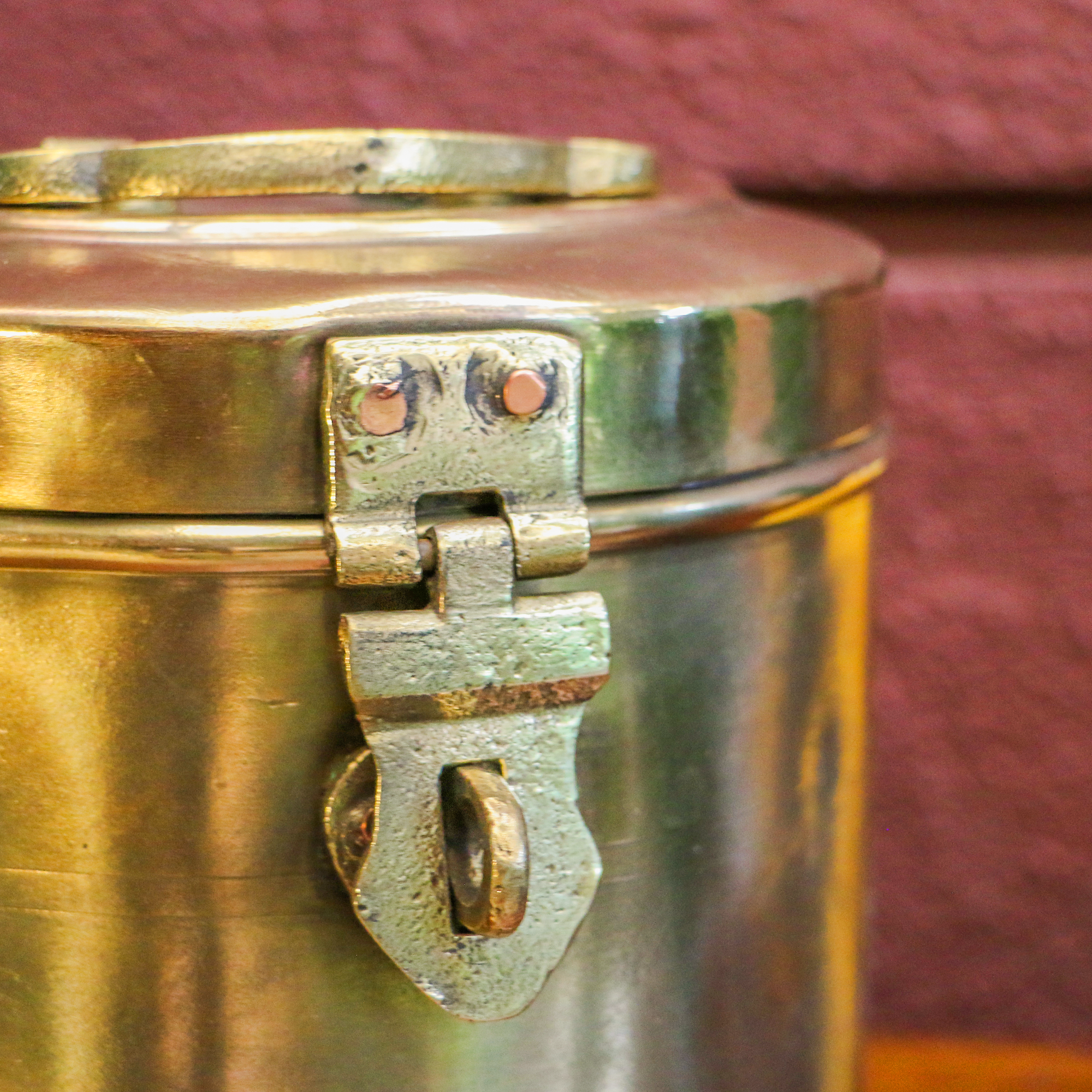 Vintage Brass Rice Storage Box - Heavy Grade !