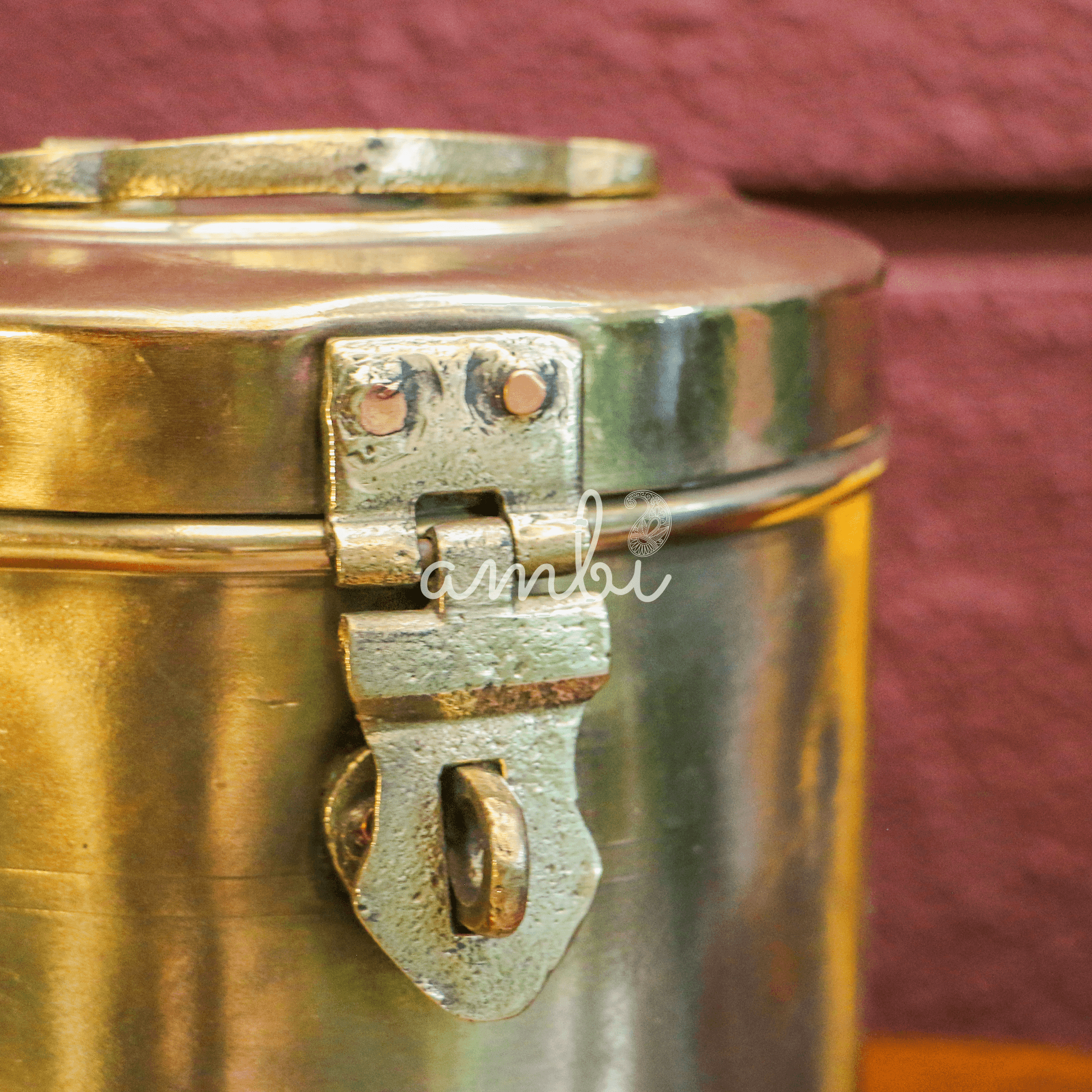 Vintage Brass Rice Storage Box - Heavy Grade !