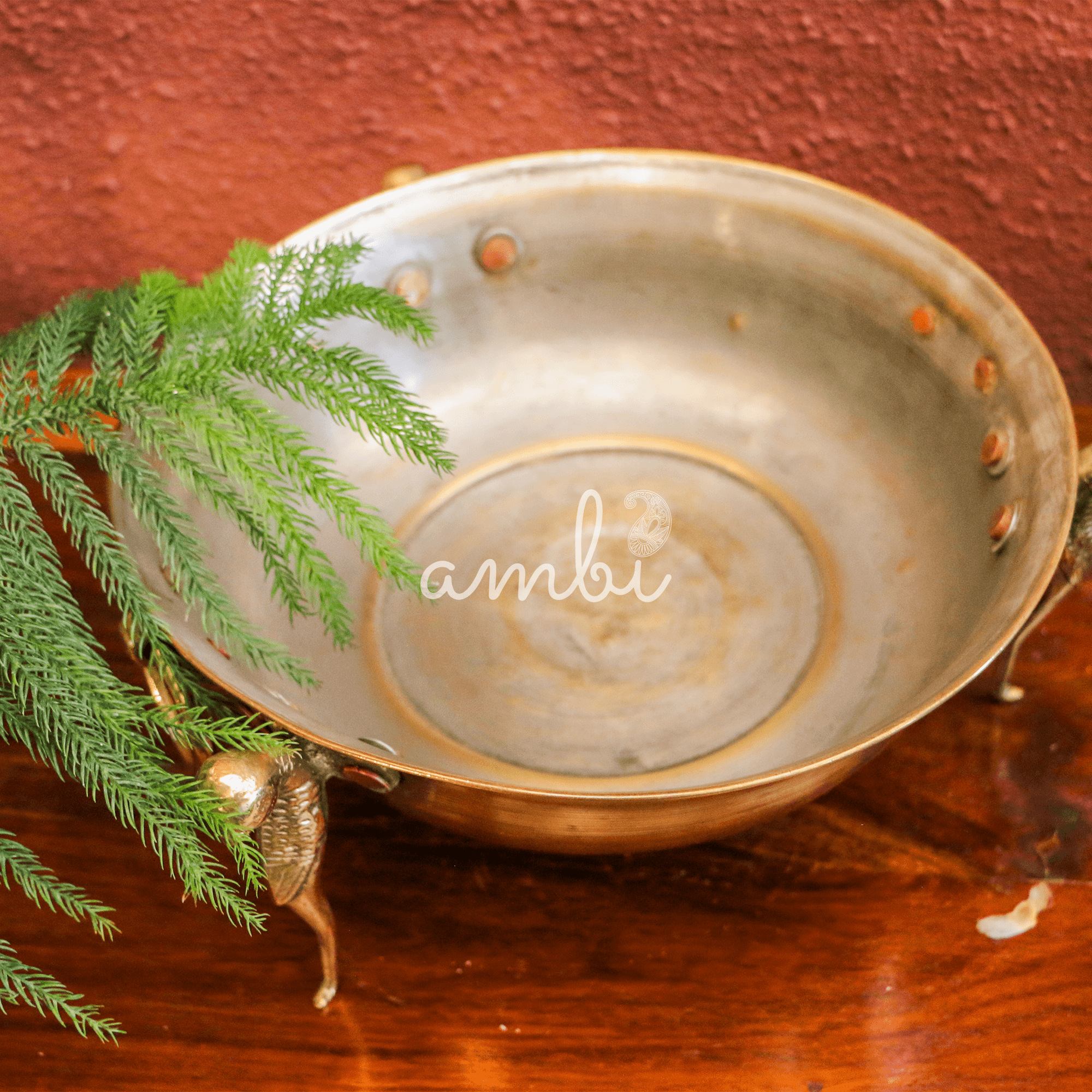 Vintage Brass Urli / Container on Engraved Legs