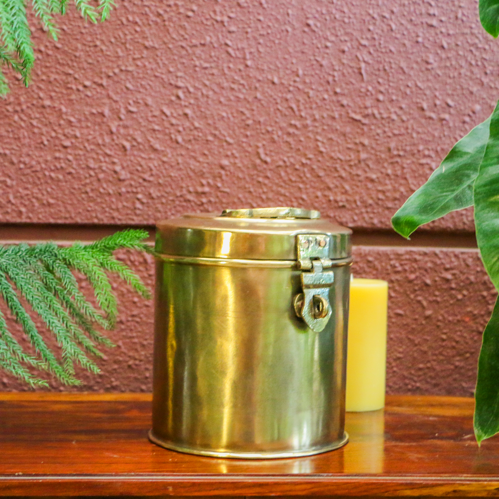 Vintage Brass Rice Storage Box - Heavy Grade !