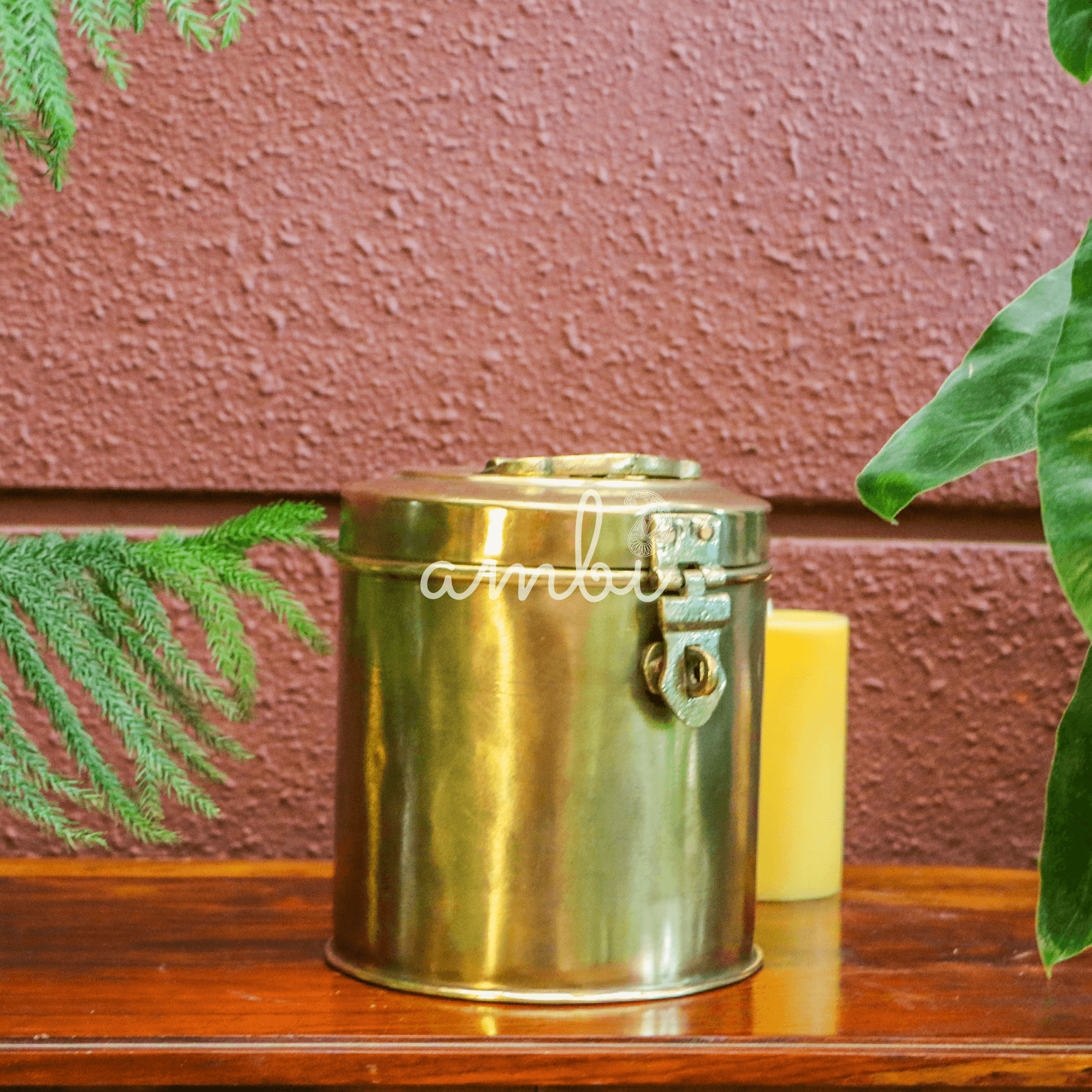 Vintage Brass Rice Storage Box - Heavy Grade !
