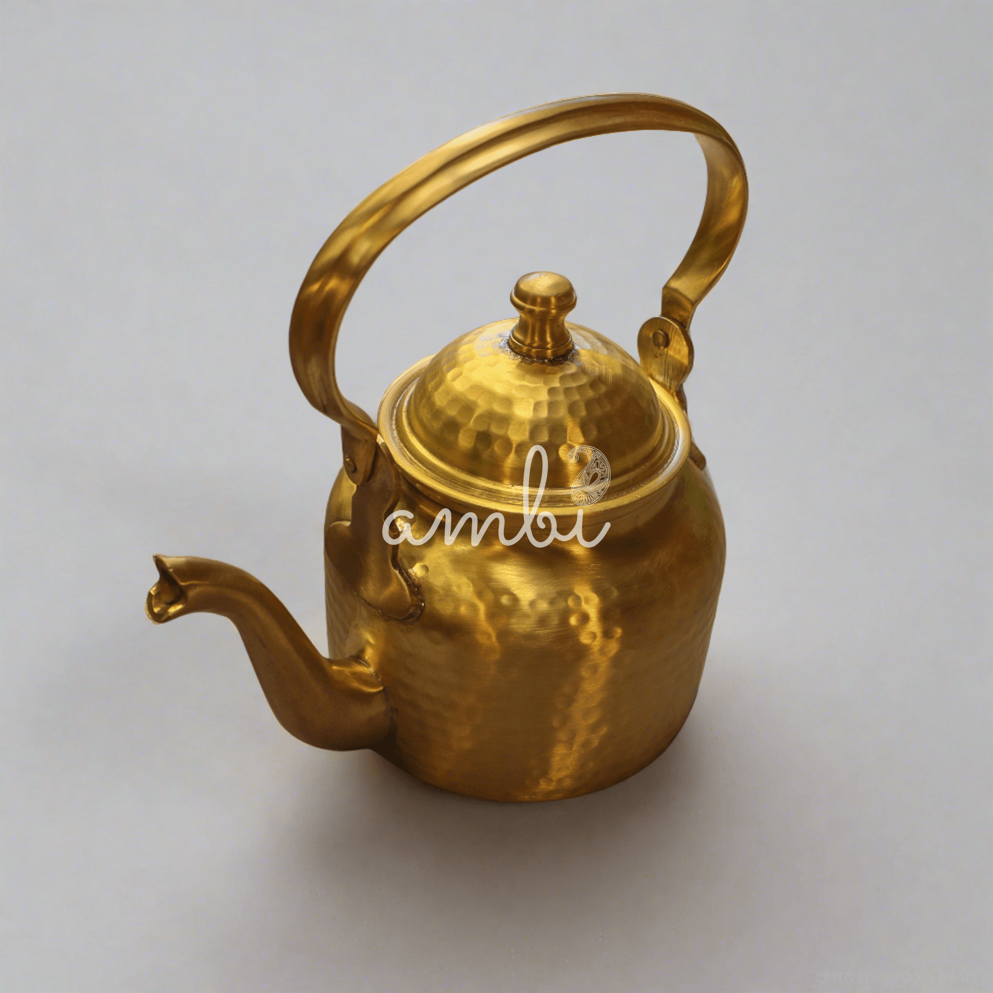 Brushed Gold Matt Finish Pure Brass Kettle Large - 1000 ML