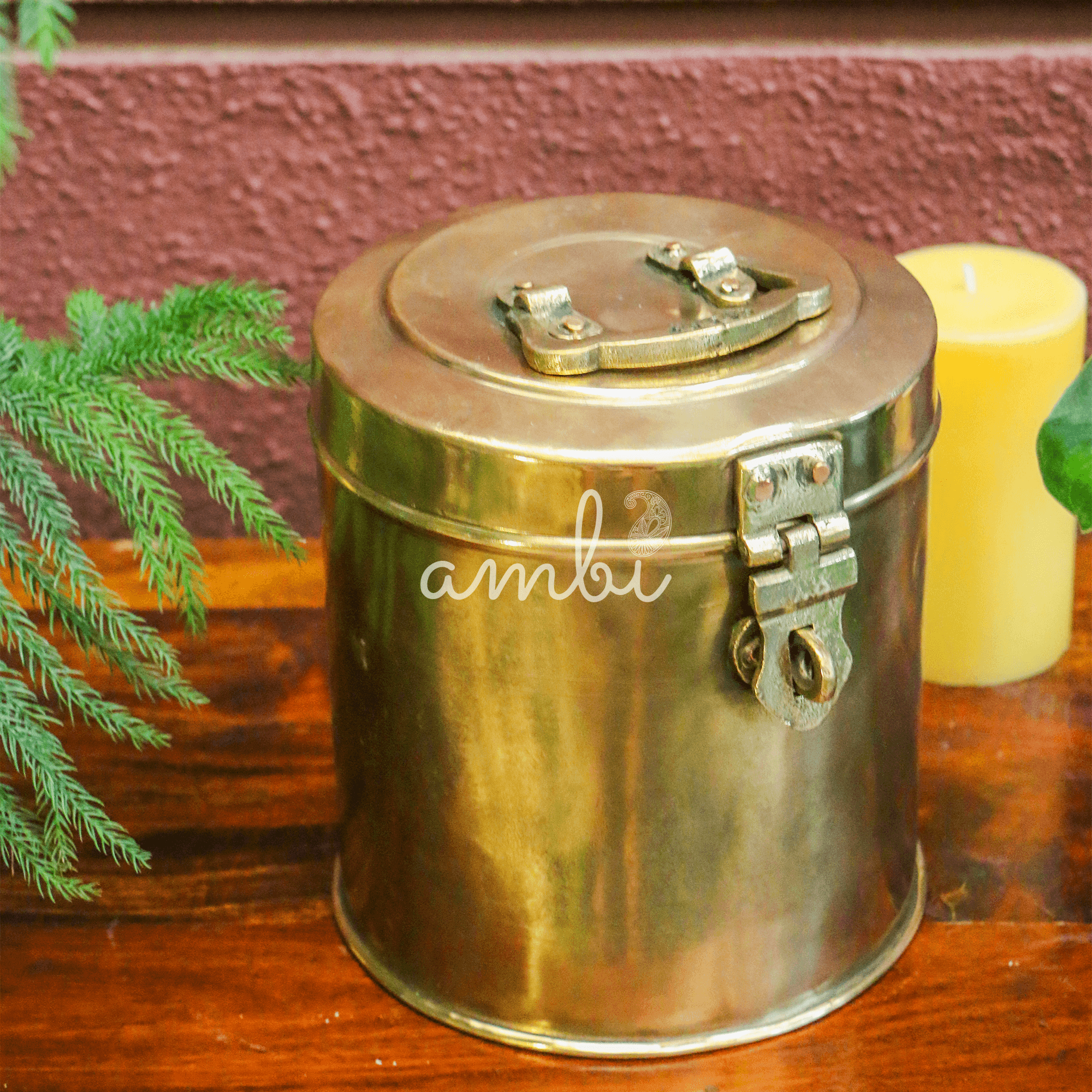 Vintage Brass Rice Storage Box - Heavy Grade !