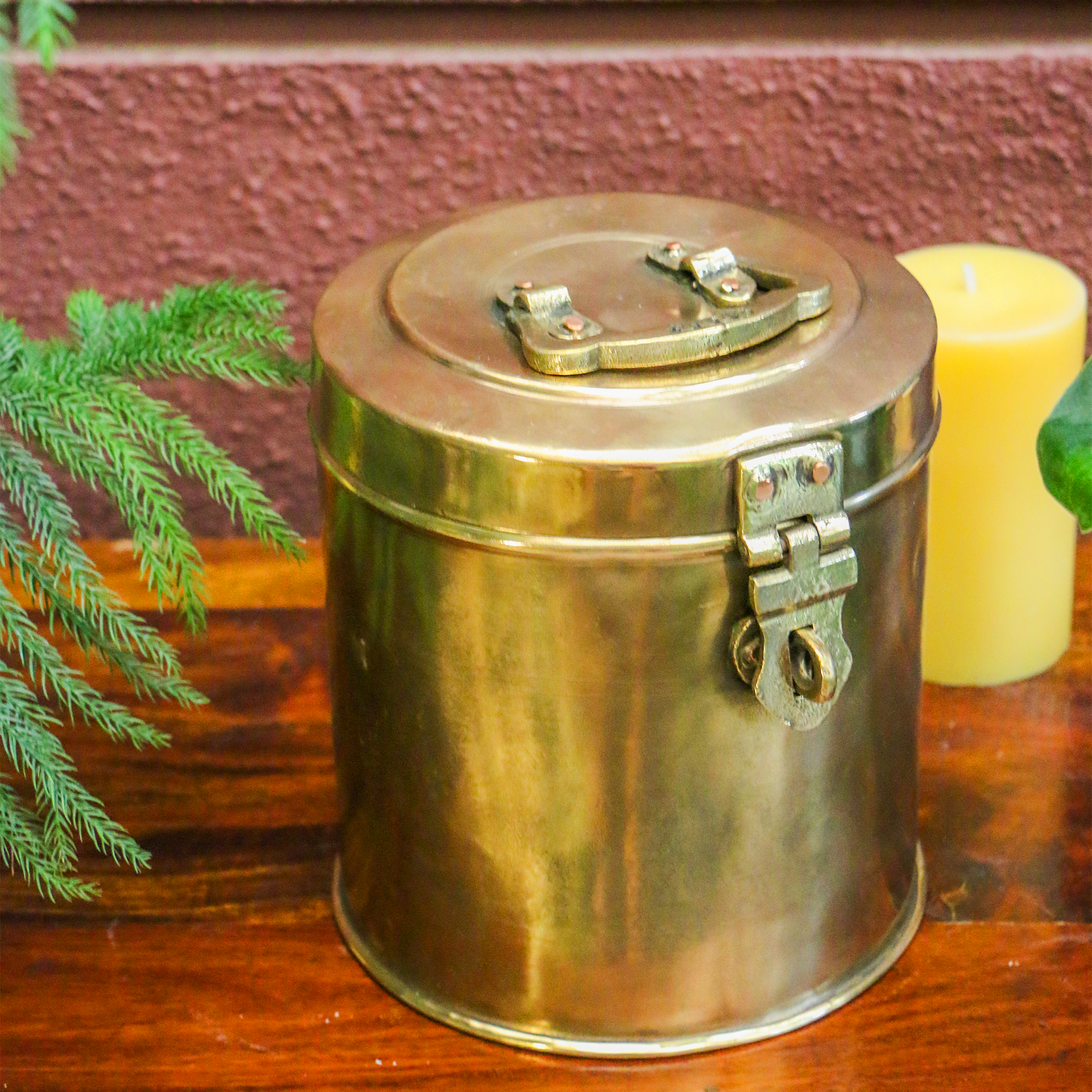 Vintage Brass Rice Storage Box - Heavy Grade !
