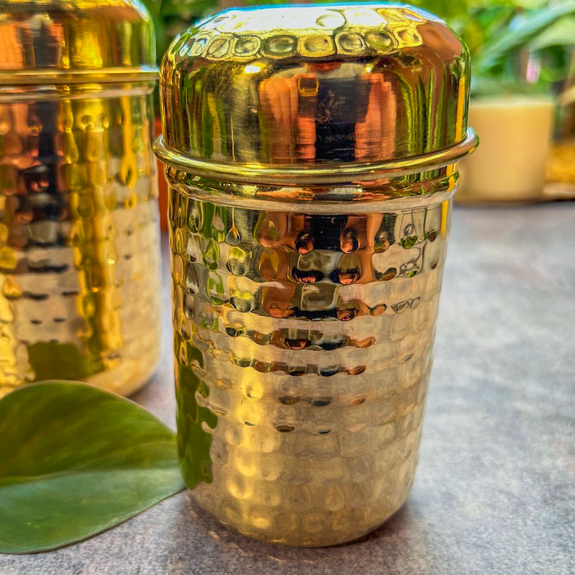 Hammered Brass Storage Boxes - Set of 3