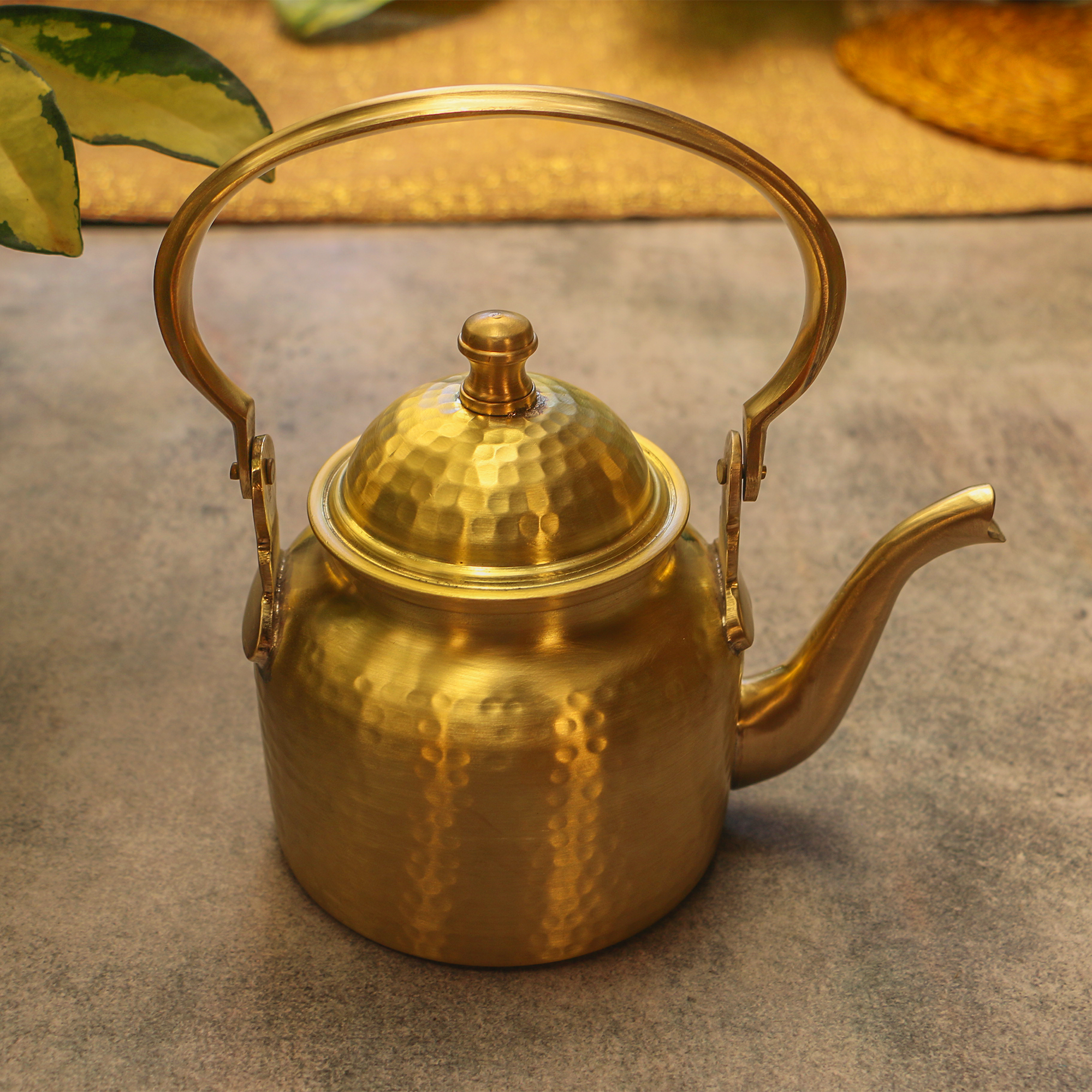 Brushed Gold Matt Finish Pure Brass Kettle - 500 ML