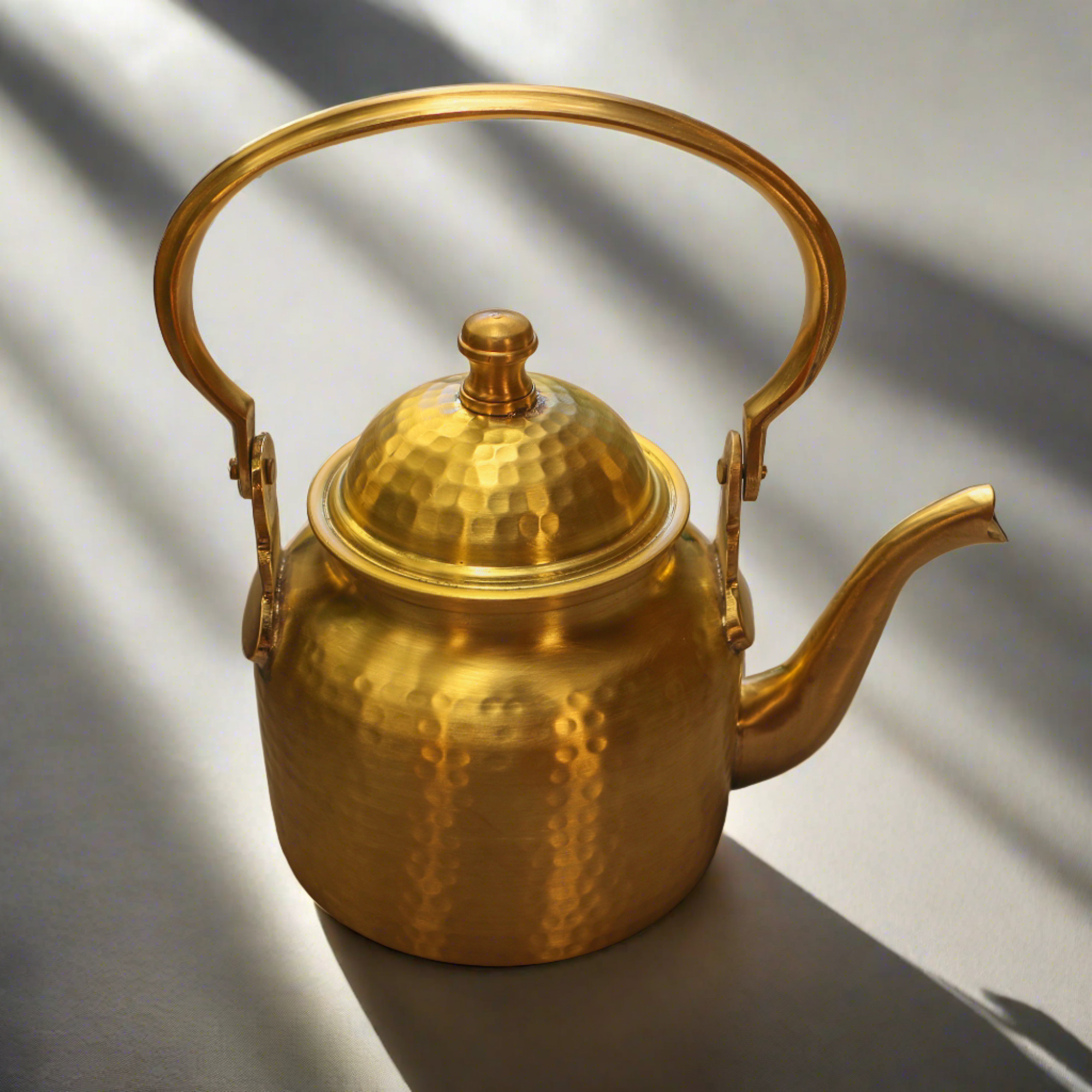 Brushed Gold Matt Finish Pure Brass Kettle Large - 1000 ML