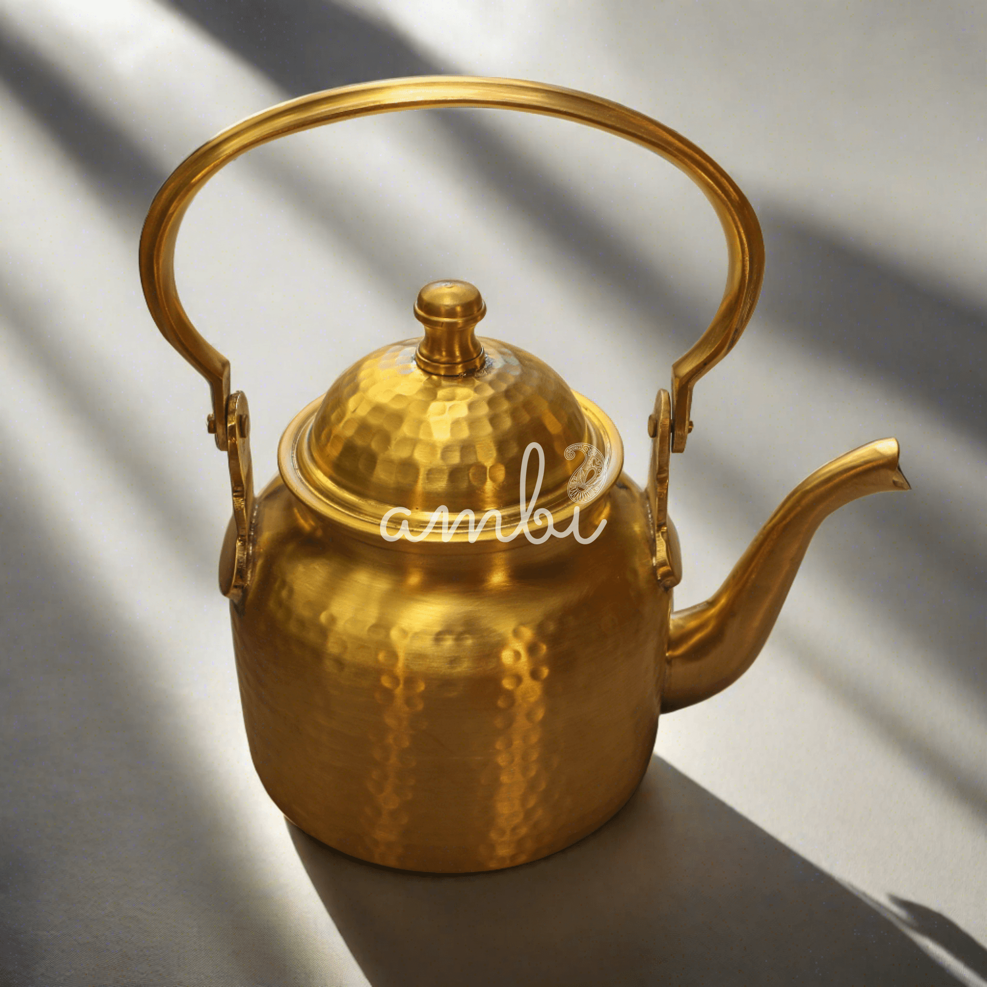 Brushed Gold Matt Finish Pure Brass Kettle Large - 1000 ML