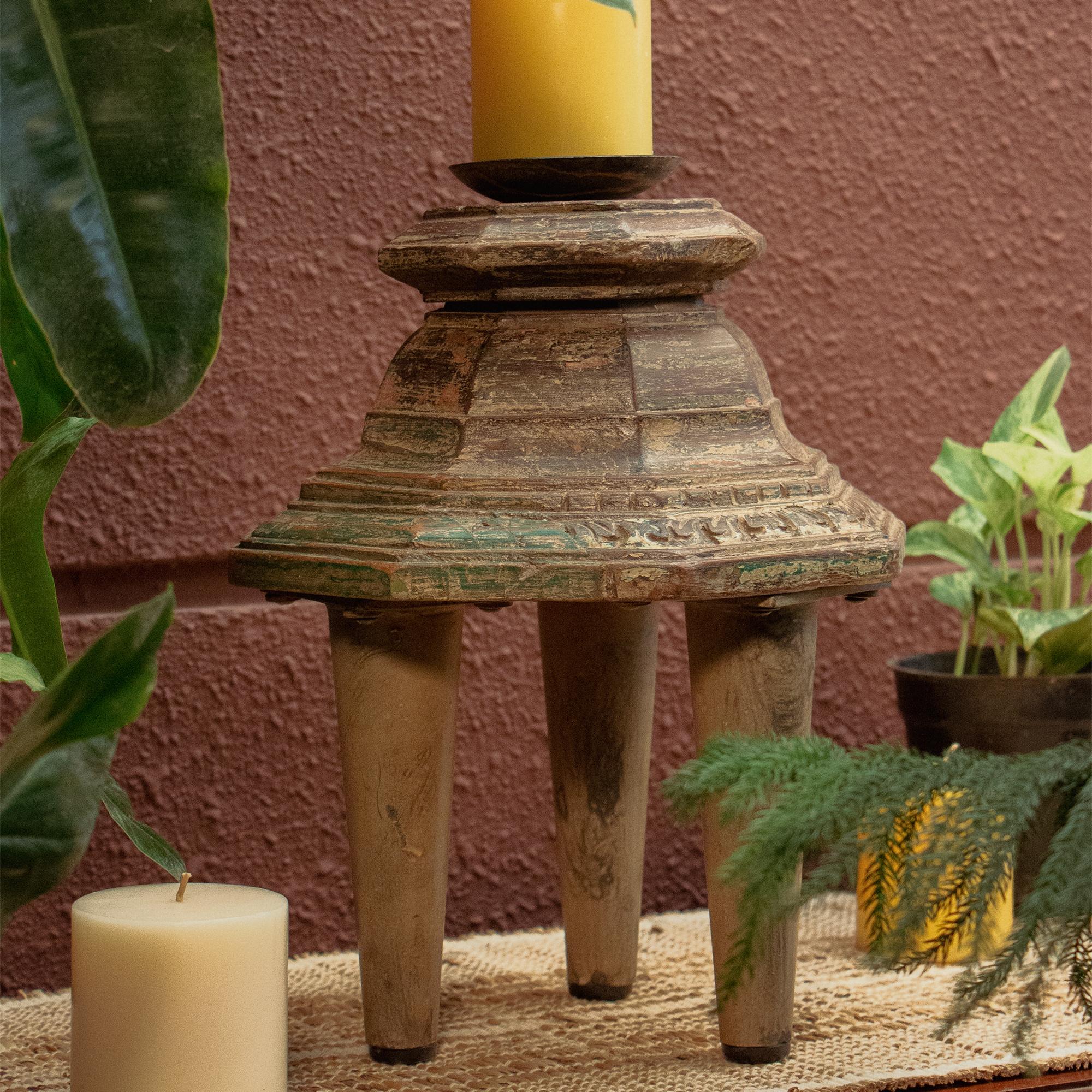 Vintage Candle Stand - 3 Legged - Single Candle