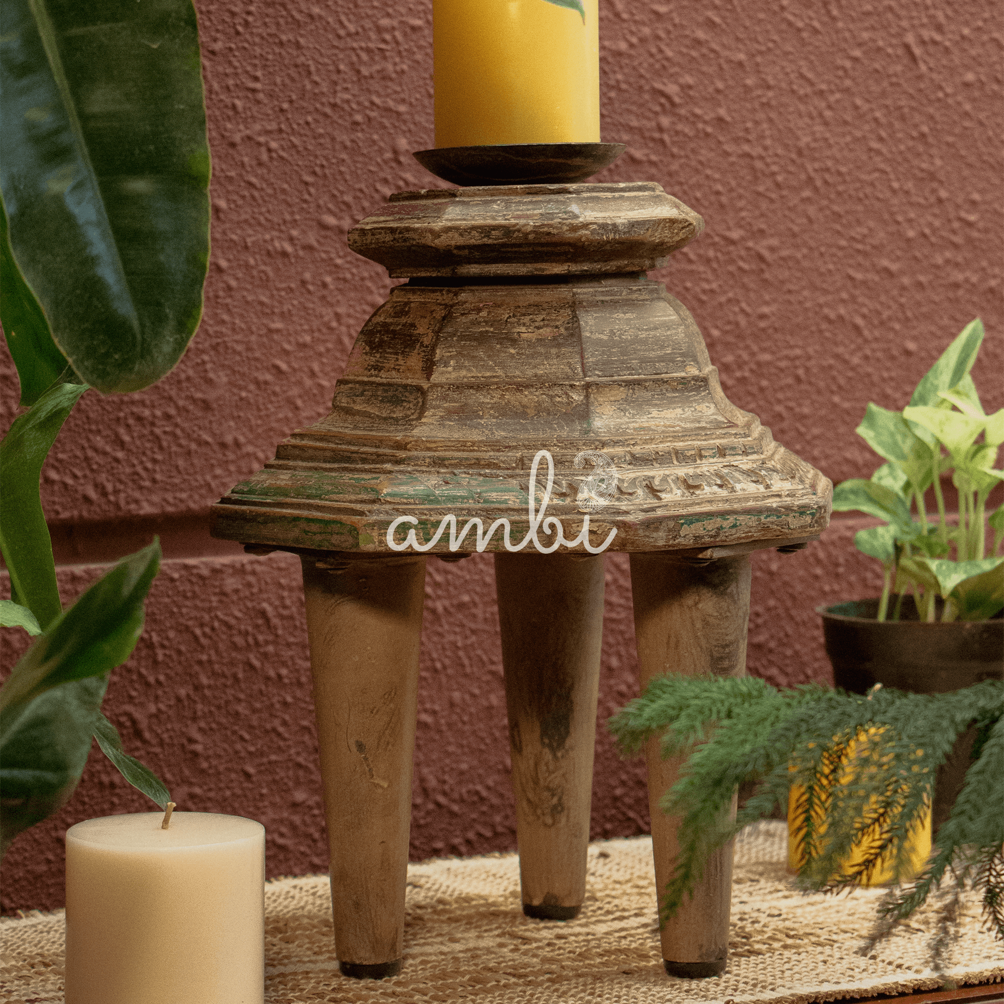 Vintage Candle Stand - 3 Legged - Single Candle