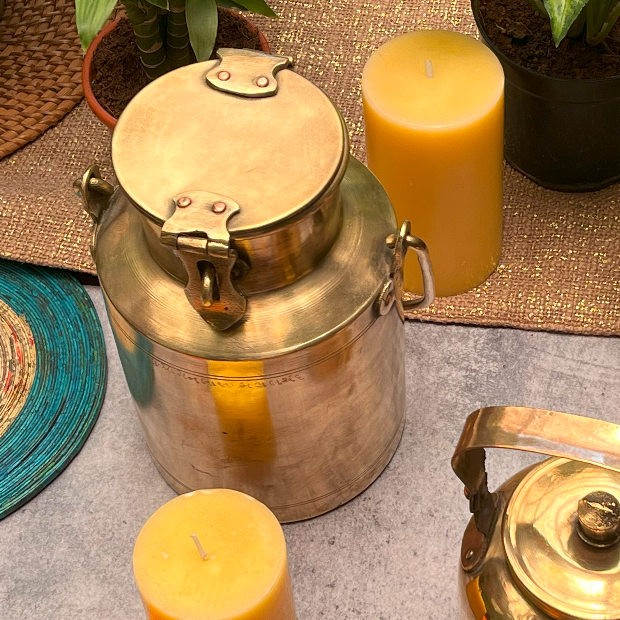 Vintage Brass Ghee / Milk Bharni (Barni) - Heavy Grade - Medium Size - 2Litres
