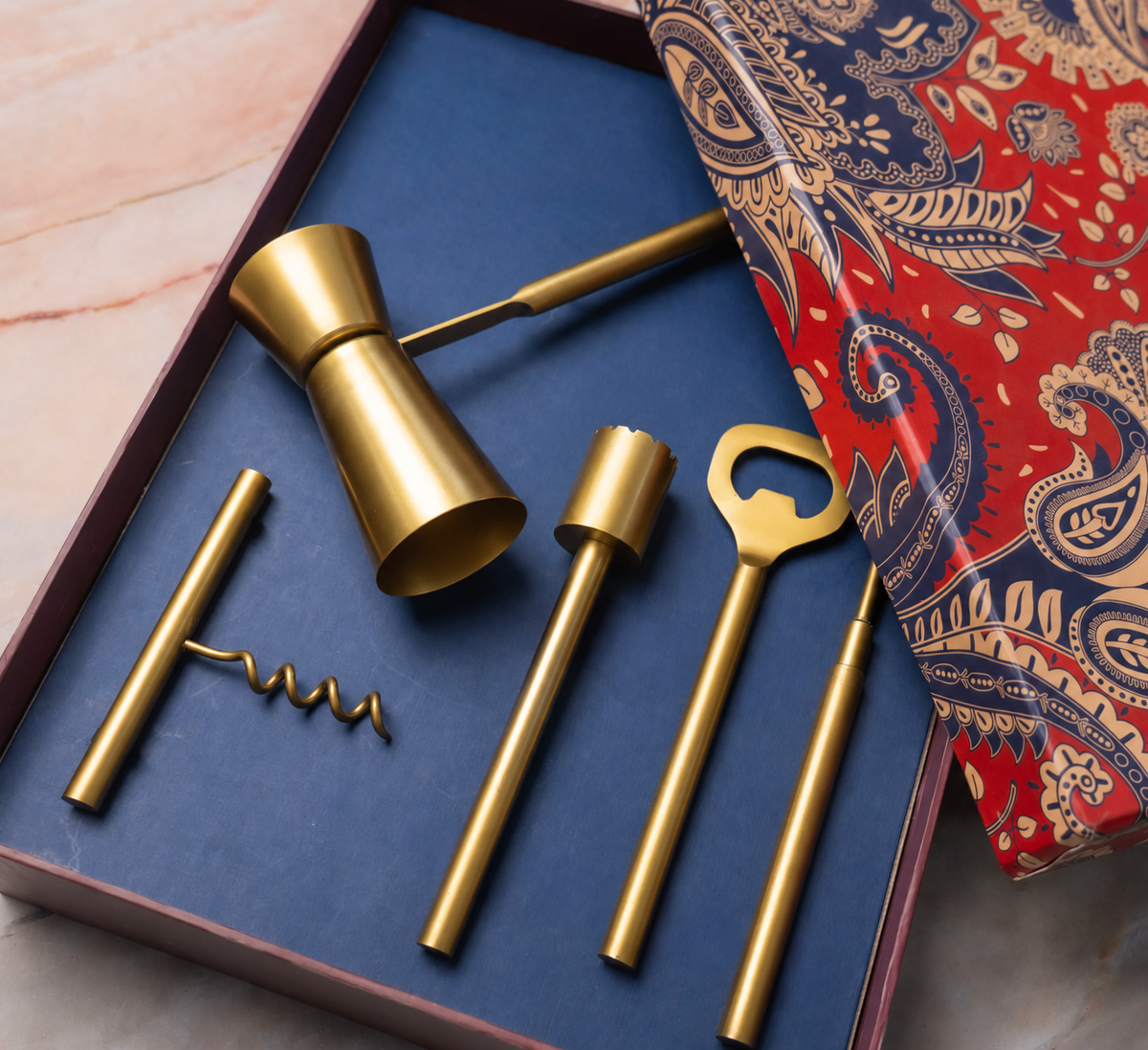 Ambi Pure Brass Bar Tool Set 5 Pcs |GIft Box|