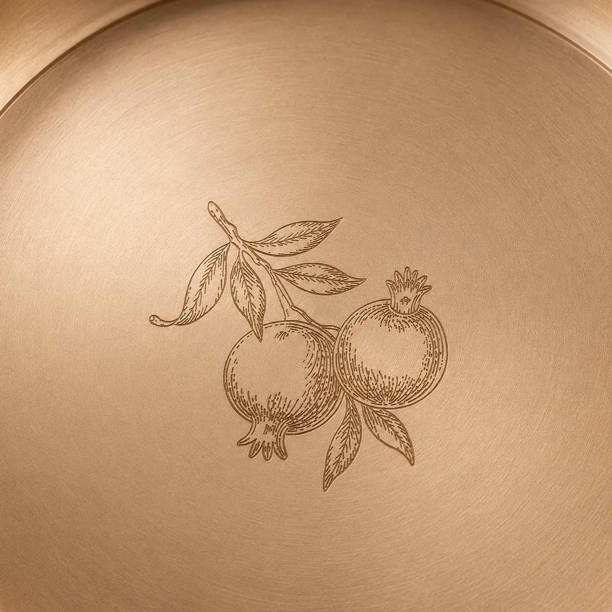 AMBI 100% Pure Lead Free Kansa Plate With Pomegranate Hand Etched Design— 6 Inch High Edge | Dessert & Puja Plate