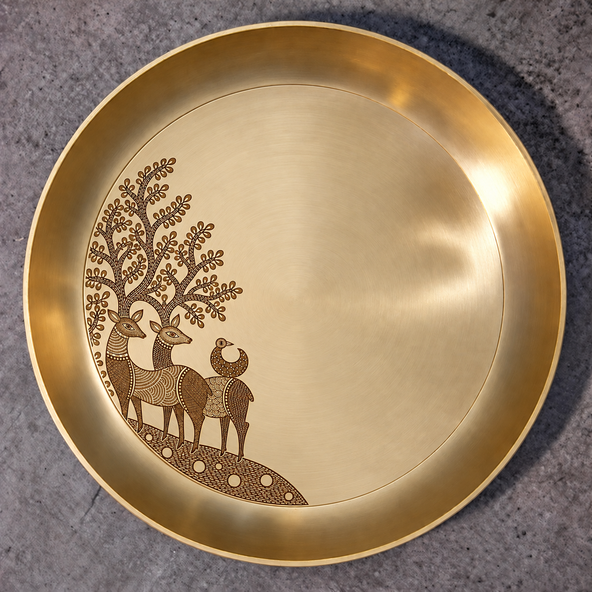 Ambi Van Maitri Etched Pure Kansa Thali | Gond-Inspired Collection| 8 Inch