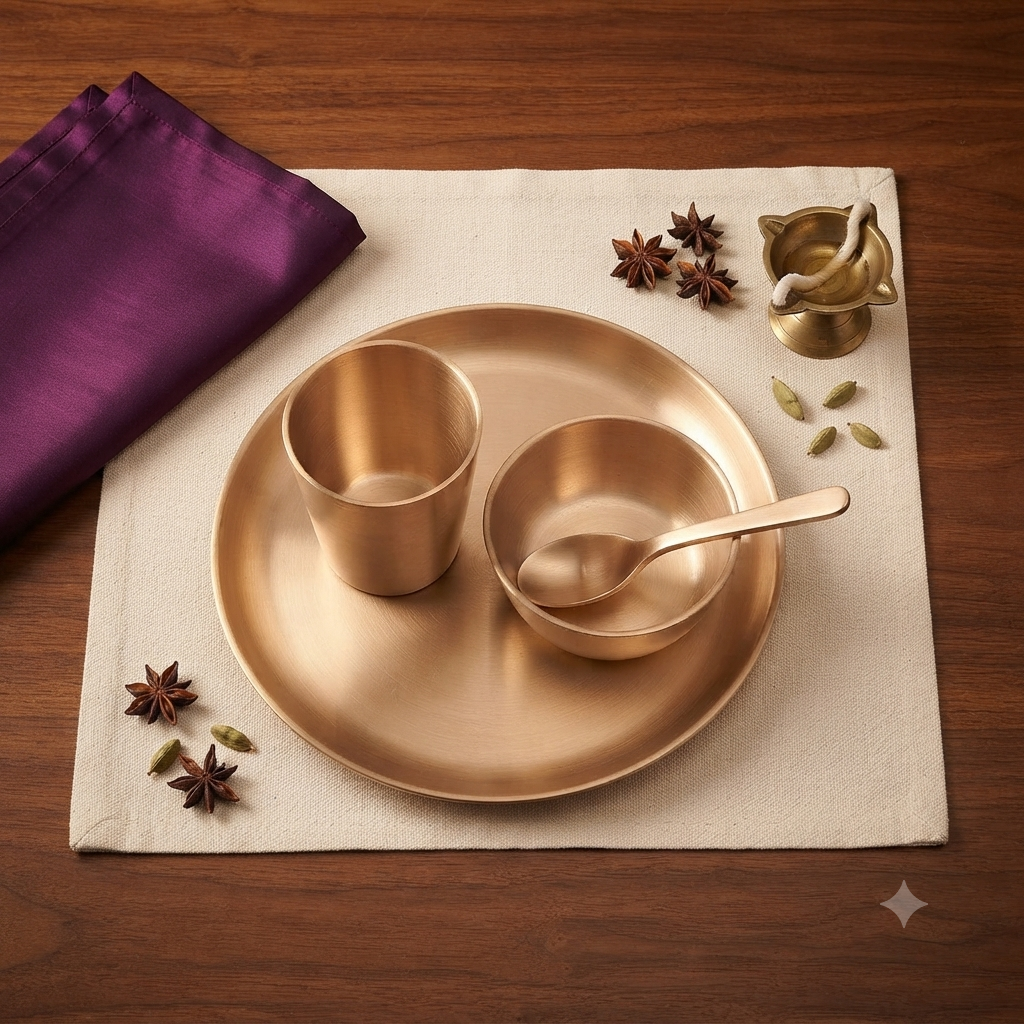 Ambi Home Pure Kansa Puja Thali Set for Thakur Ji Bhog – Diwali & Festive Pooja