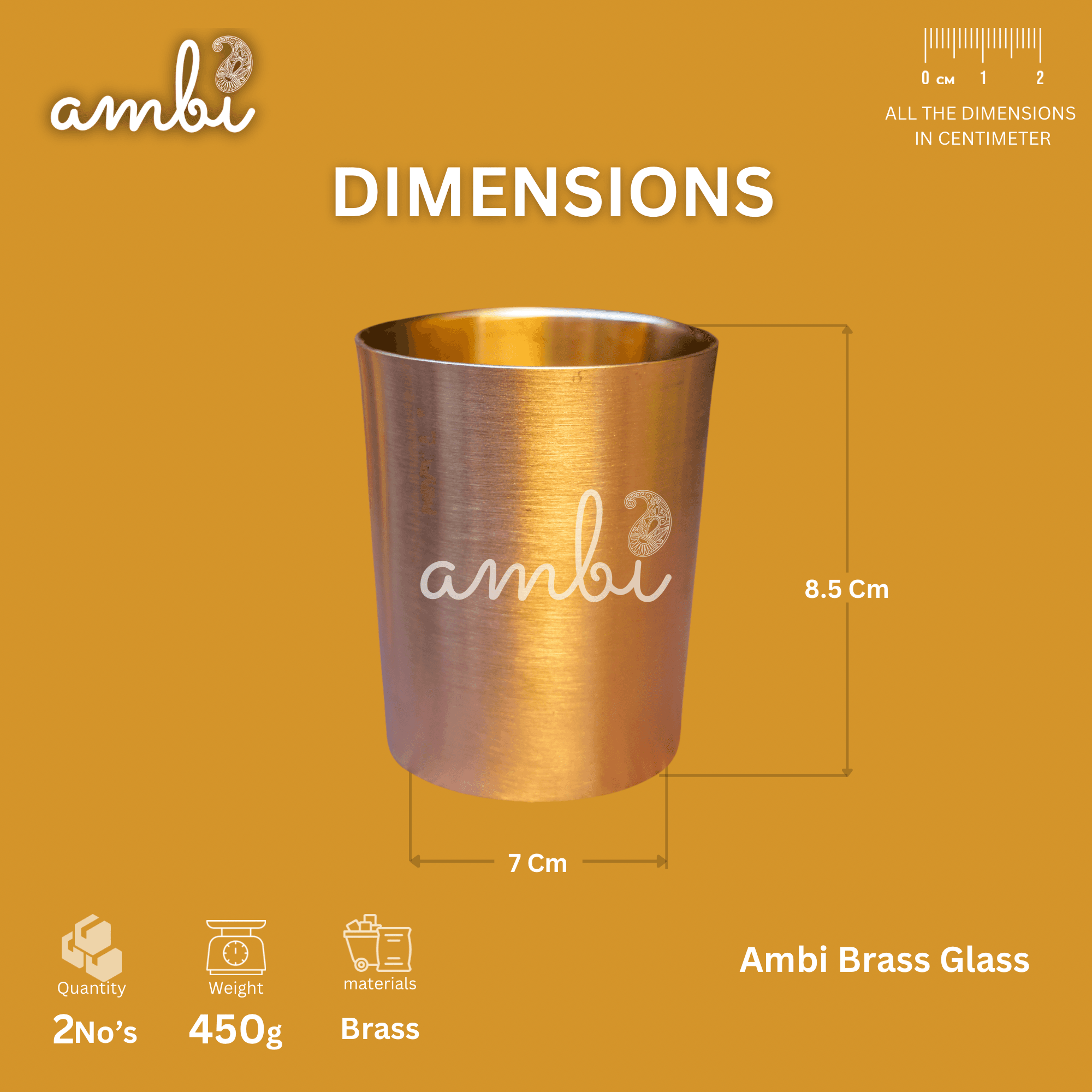 Ambi Pure 100% Lead Free Kansa Glass Straight Edge - - 290 ML