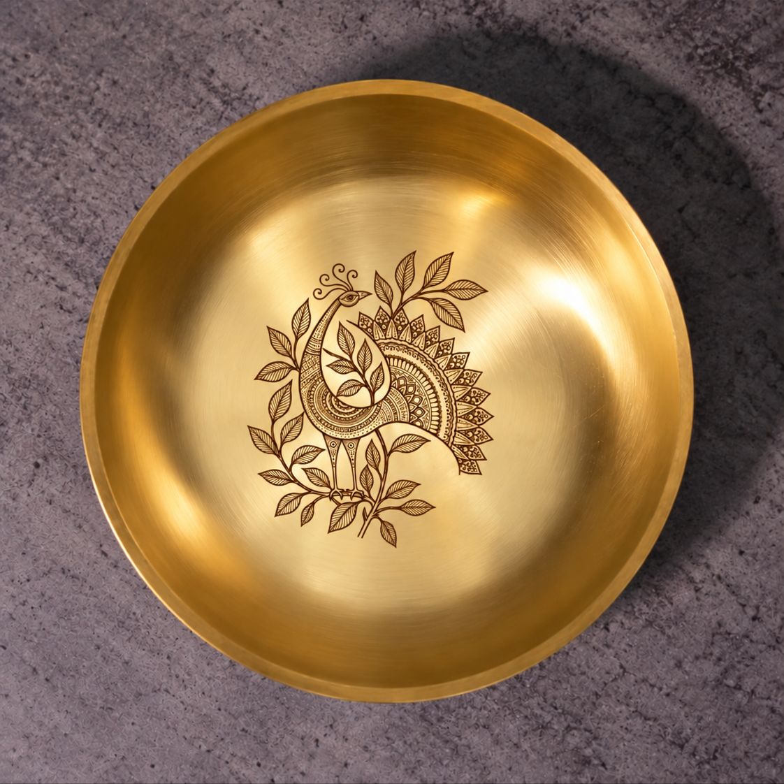 Ambi Pakshi Etched Pure Kansa Thali | Gond-Inspired Collection-4 inch
