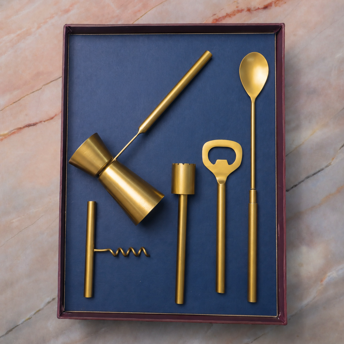 Ambi Pure Brass Bar Tool Set 5 Pcs |GIft Box|