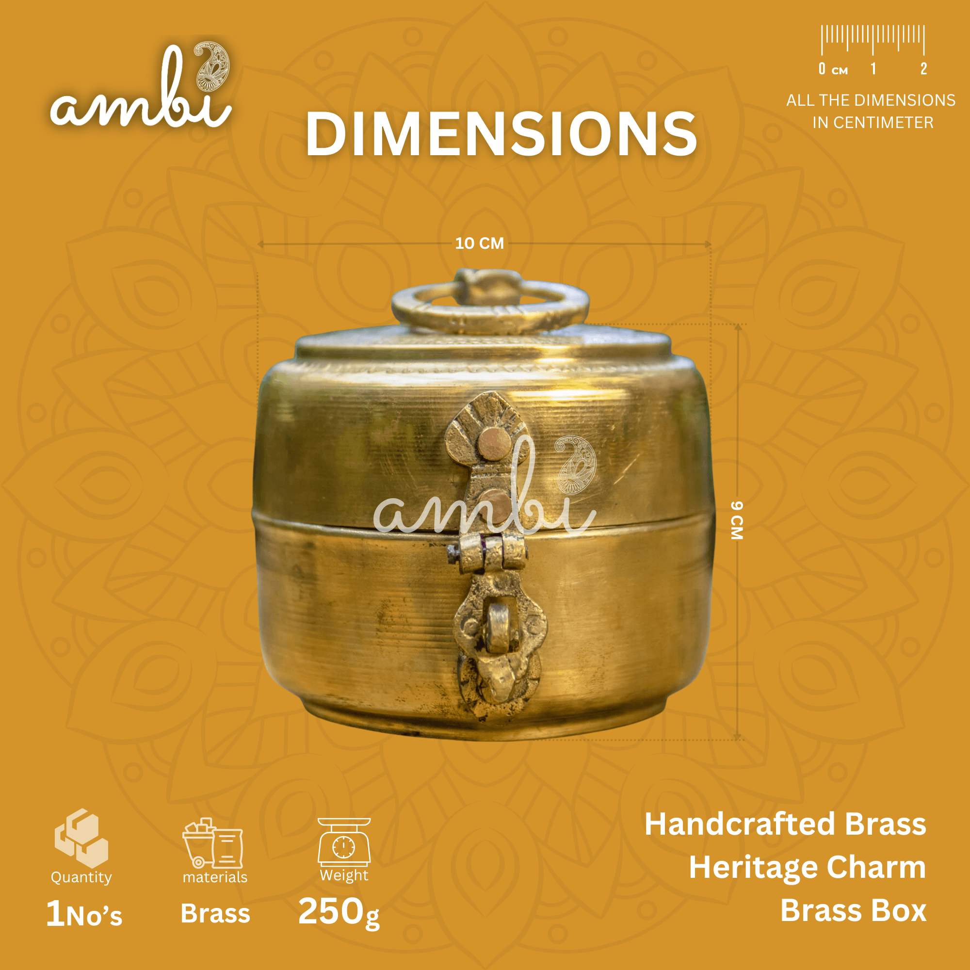 Handcrafted Brass Heritage Charm Brass Box