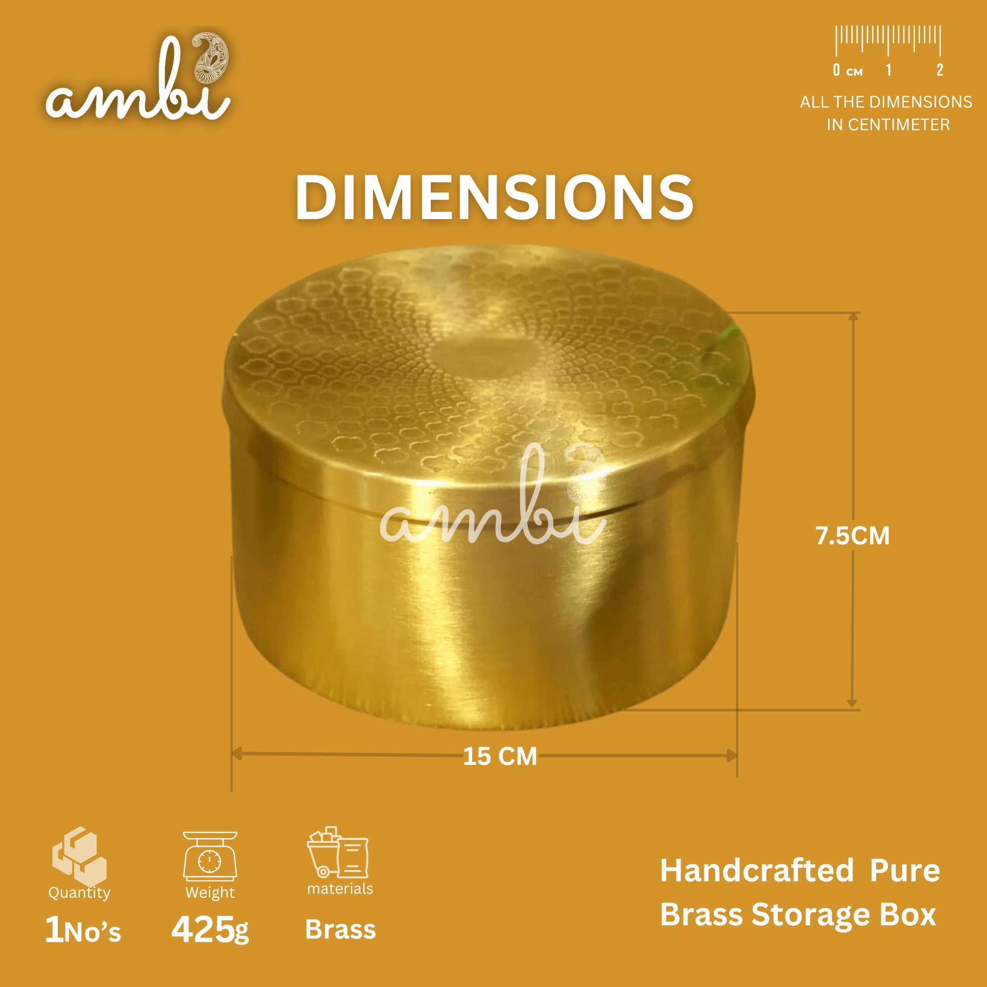 Legacy Box - Pure Brass Inlay Storage Box - 6 Inches - Spiral Design