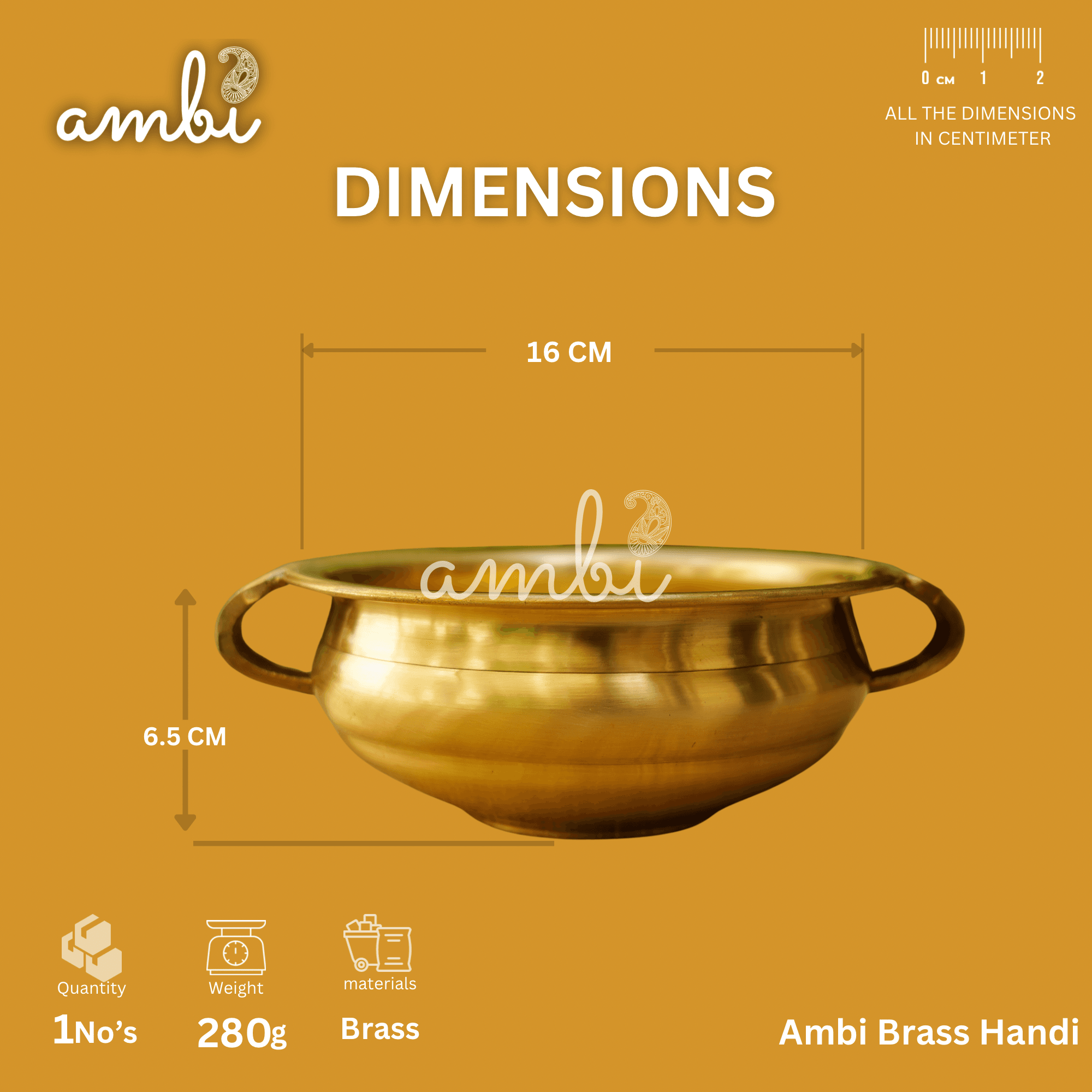 Ambi Pure Brass Small Round Urli - 6 inches diameter