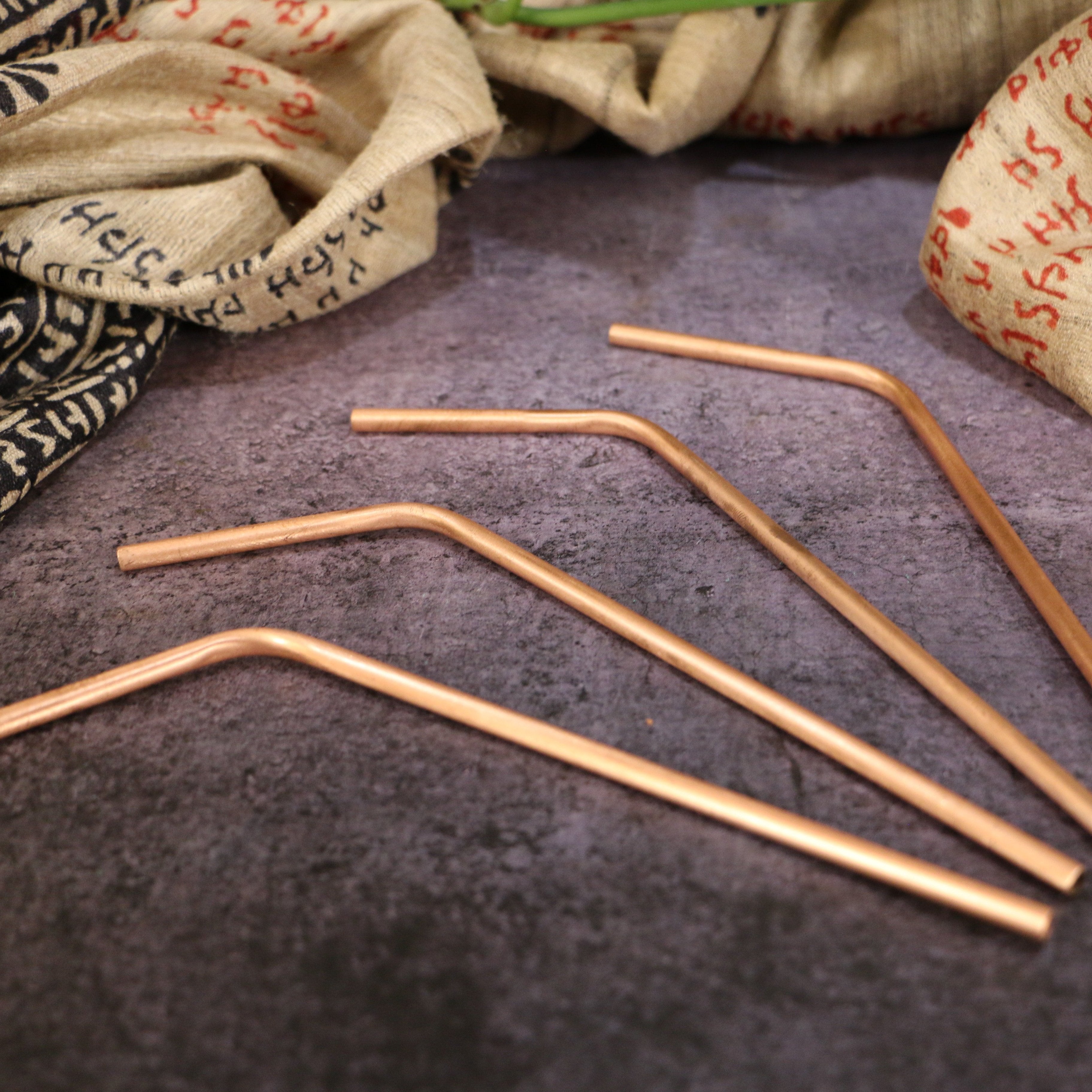 Pure Copper Water / Cocktail Straw - set of 4
