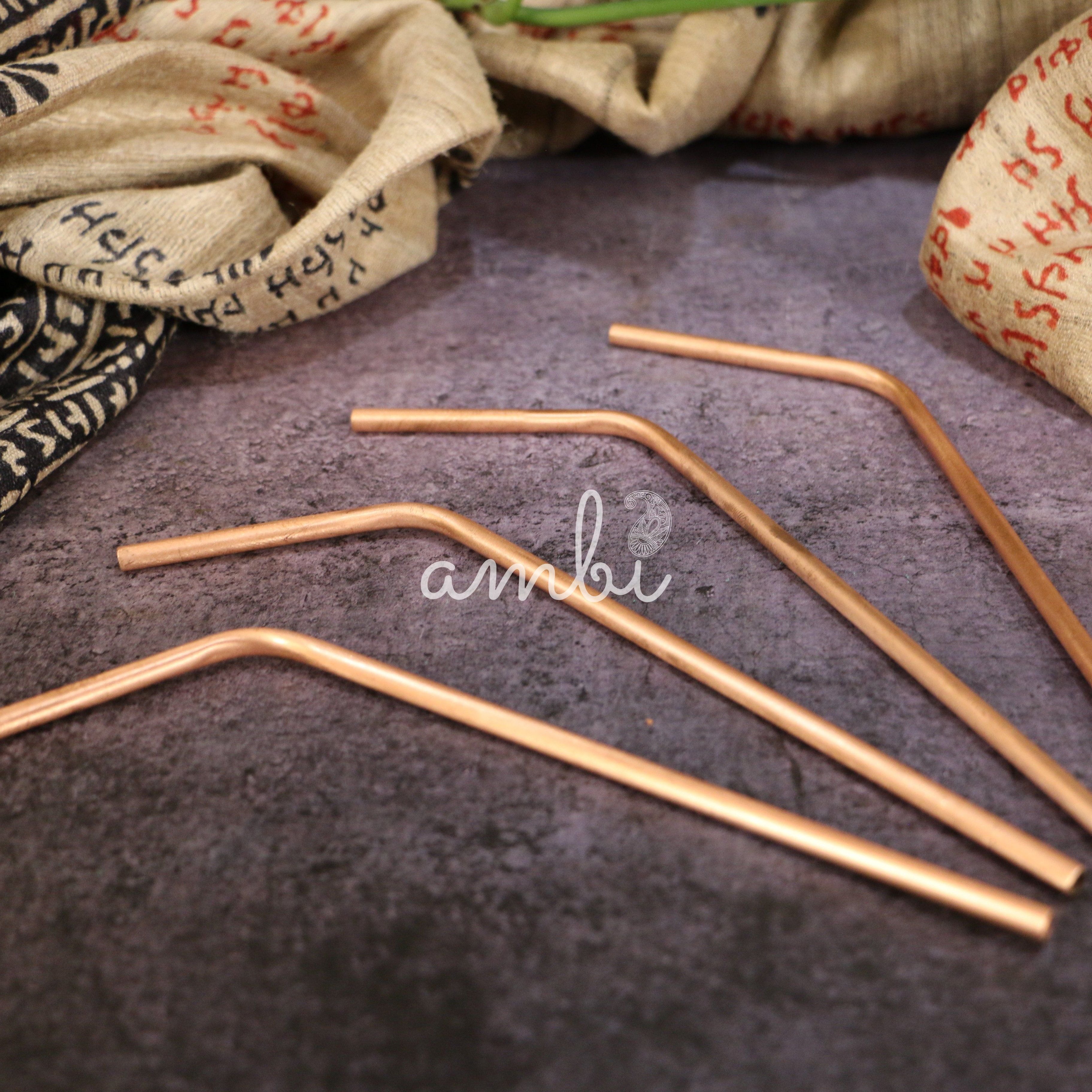 Pure Copper Water / Cocktail Straw - set of 4