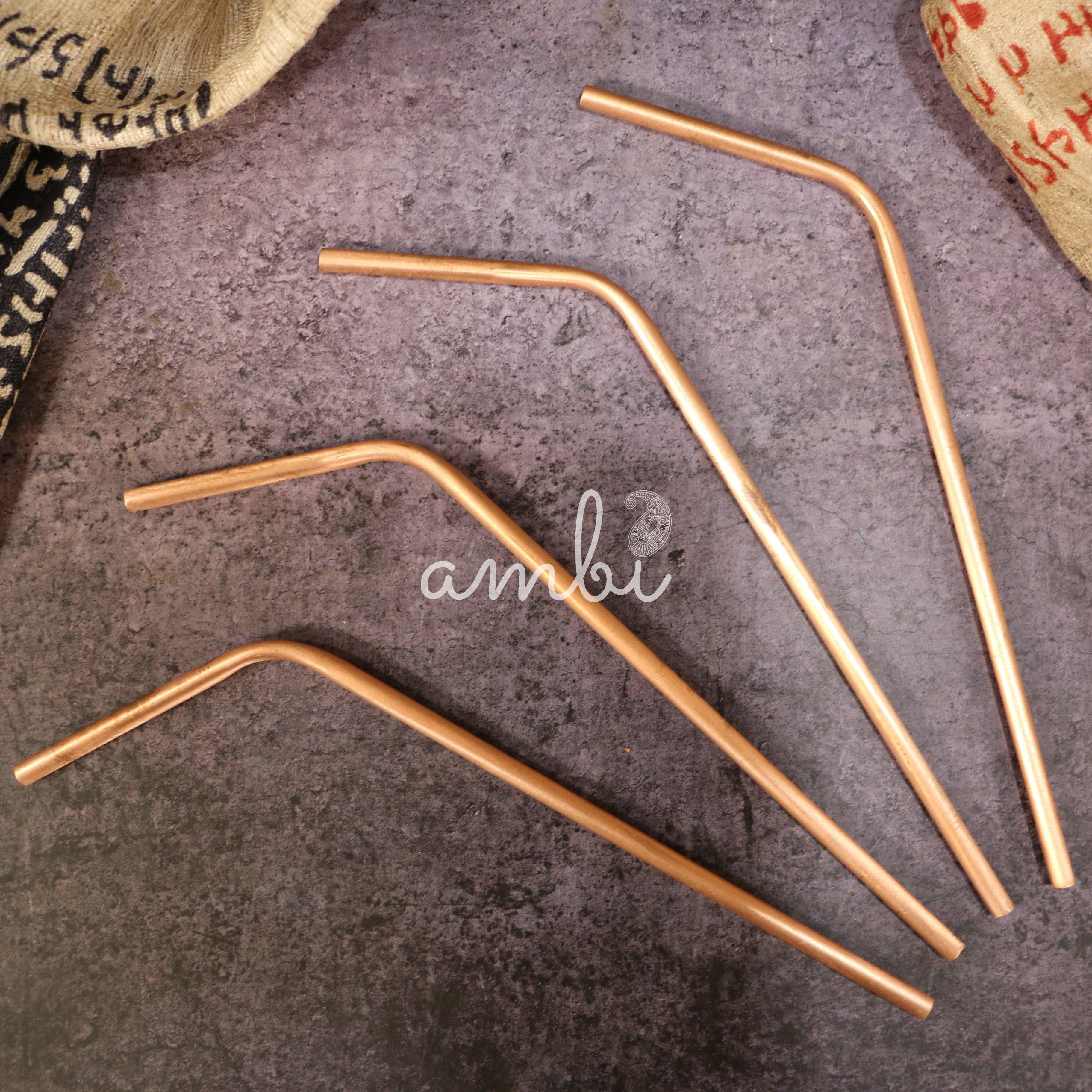 Pure Copper Water / Cocktail Straw - set of 4
