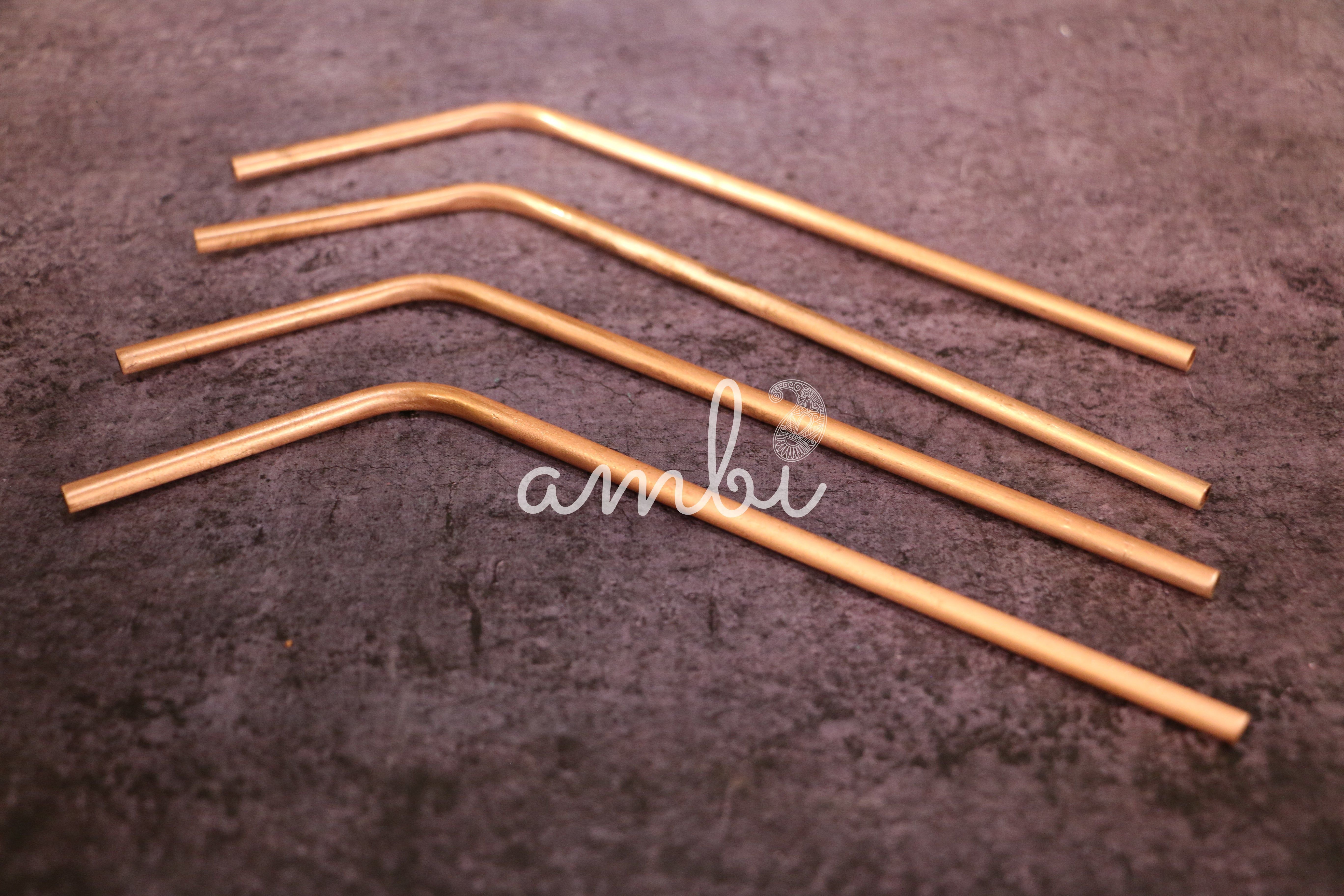 Pure Copper Water / Cocktail Straw - set of 4