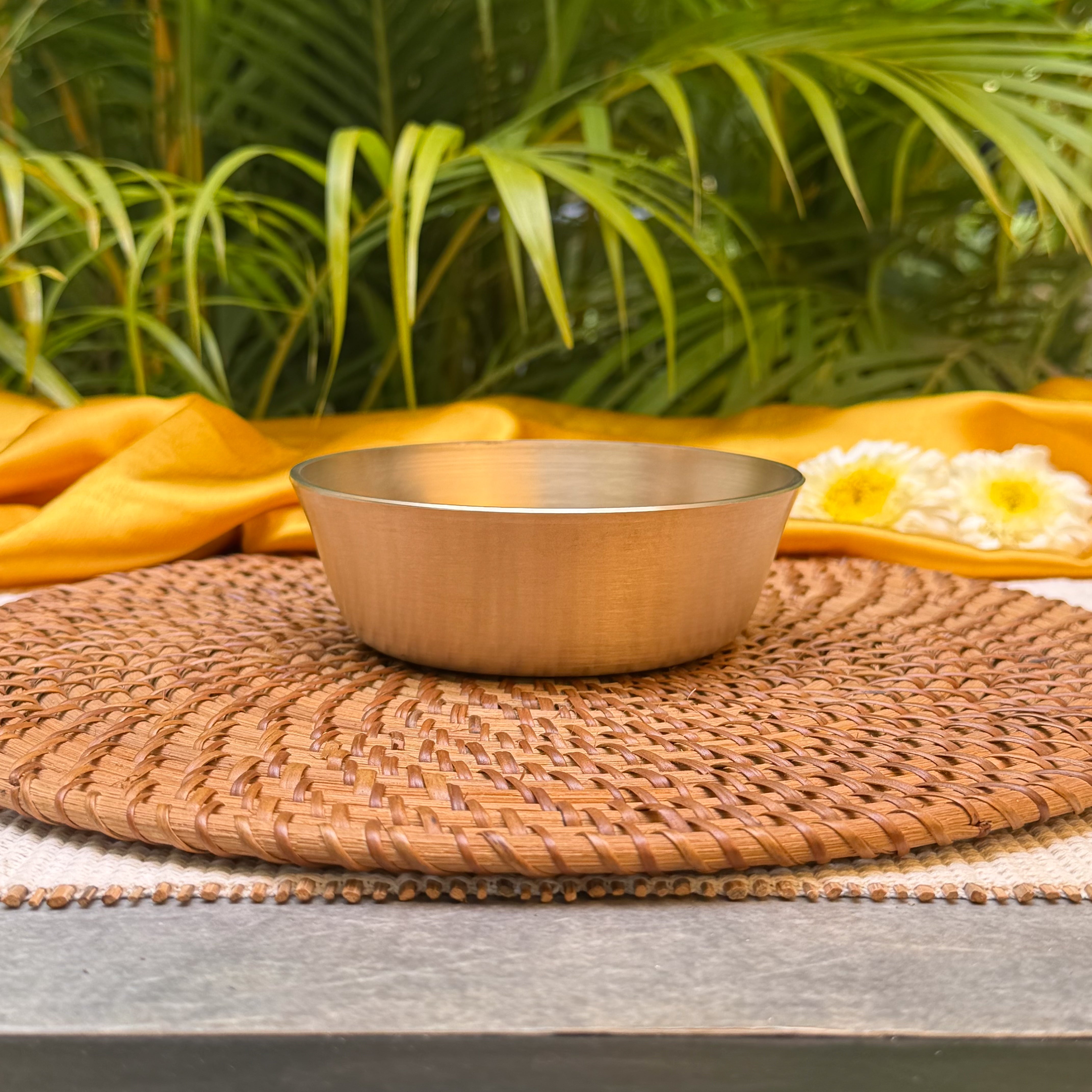 Ambi Kansa High Edge Bowl | Traditional Kansa Serving Bowl | Bronze Metal Bowl for Curries, Dal, Rice, Snacks, Sweets & Everyday Dining