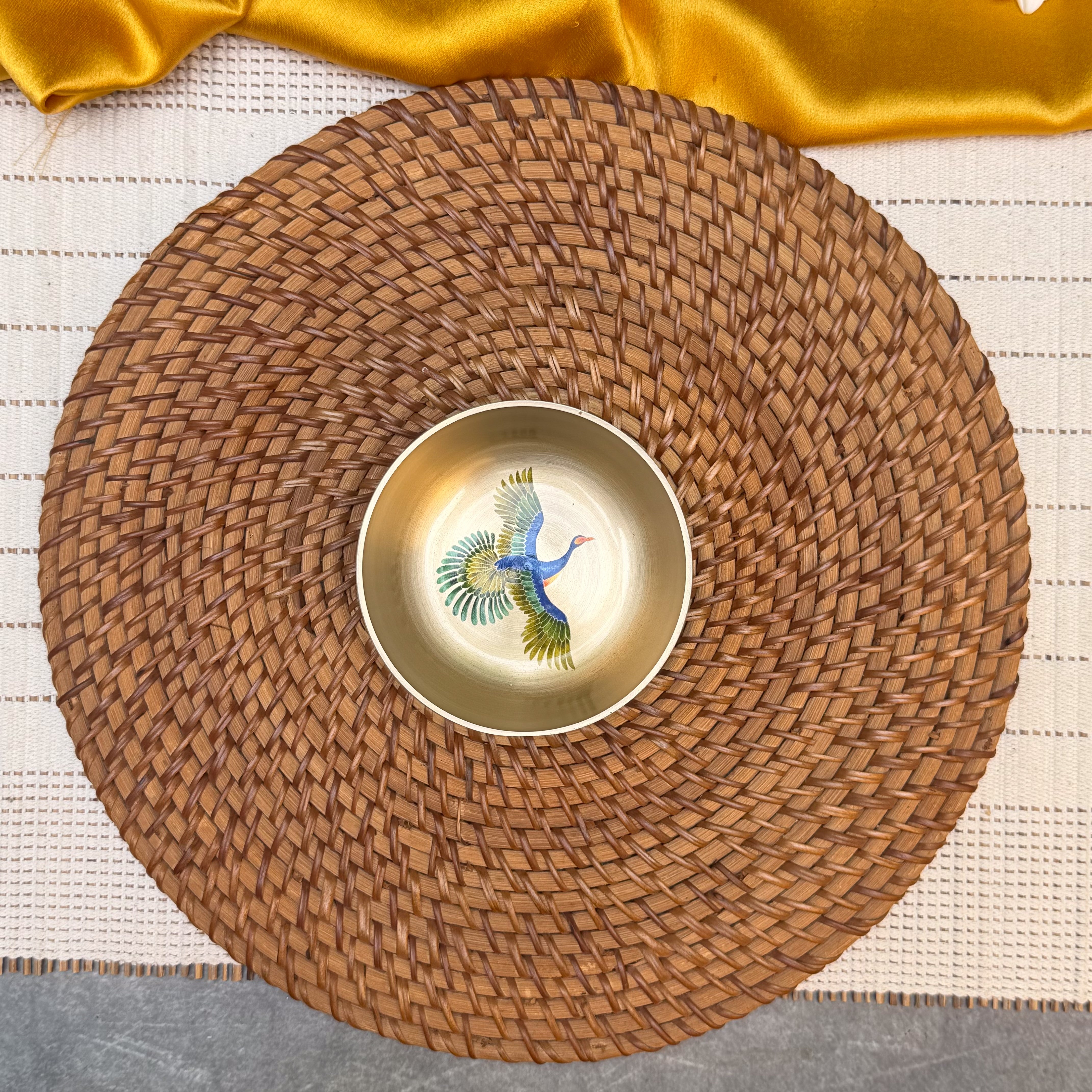 Ambi Pure Kansa Pattachitra Bird Hand Painted Bowl – 3.5 Inch | 180 ML