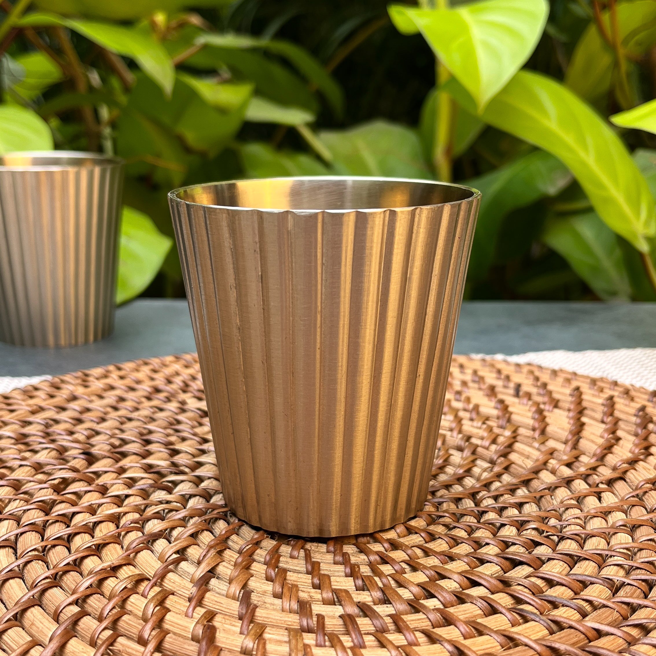 Pure Lead-Free Kansa Fluted Tumbler – 240 ML