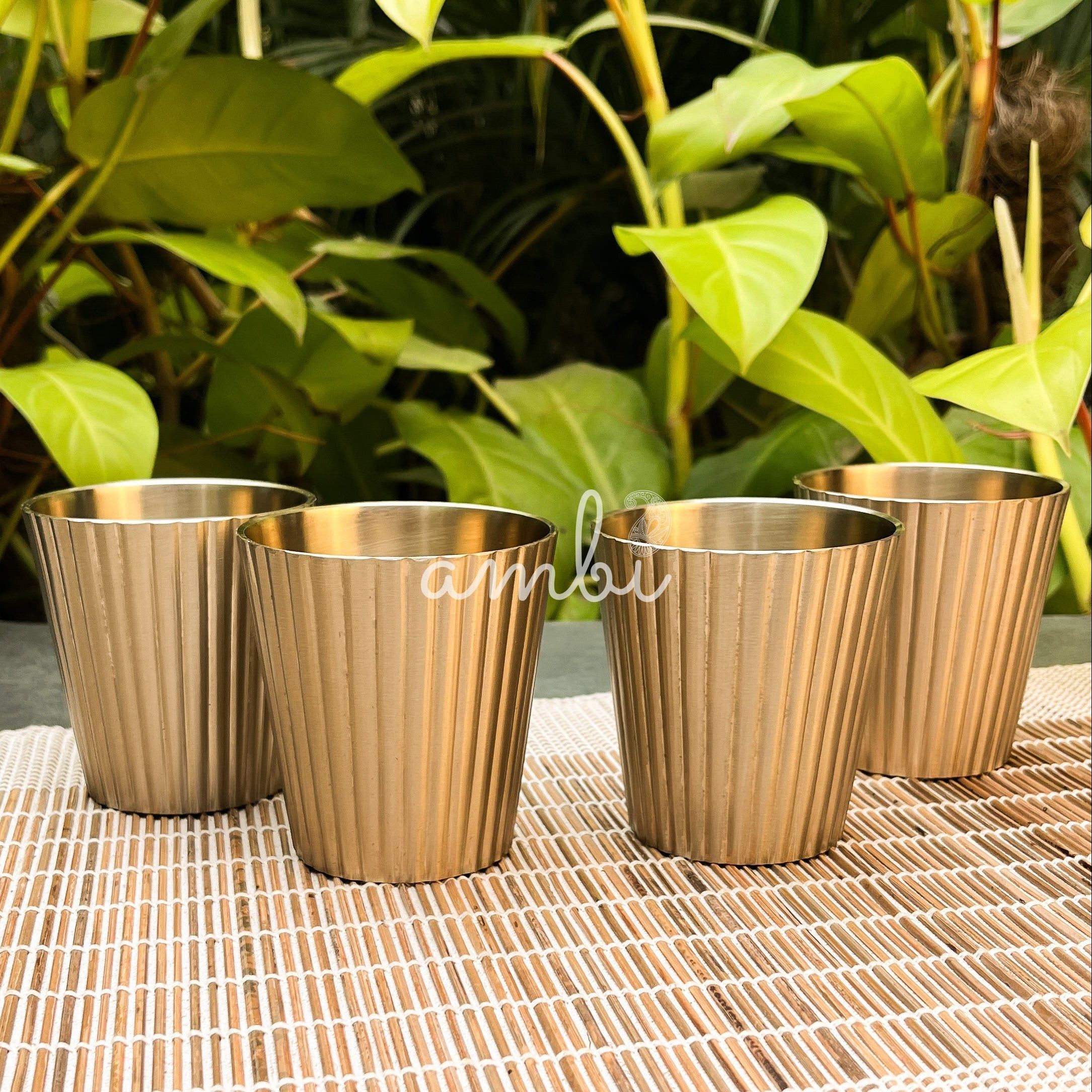 Ambi Pure 100% Lead Free Kansa Fluted Tumbler – 240 ML