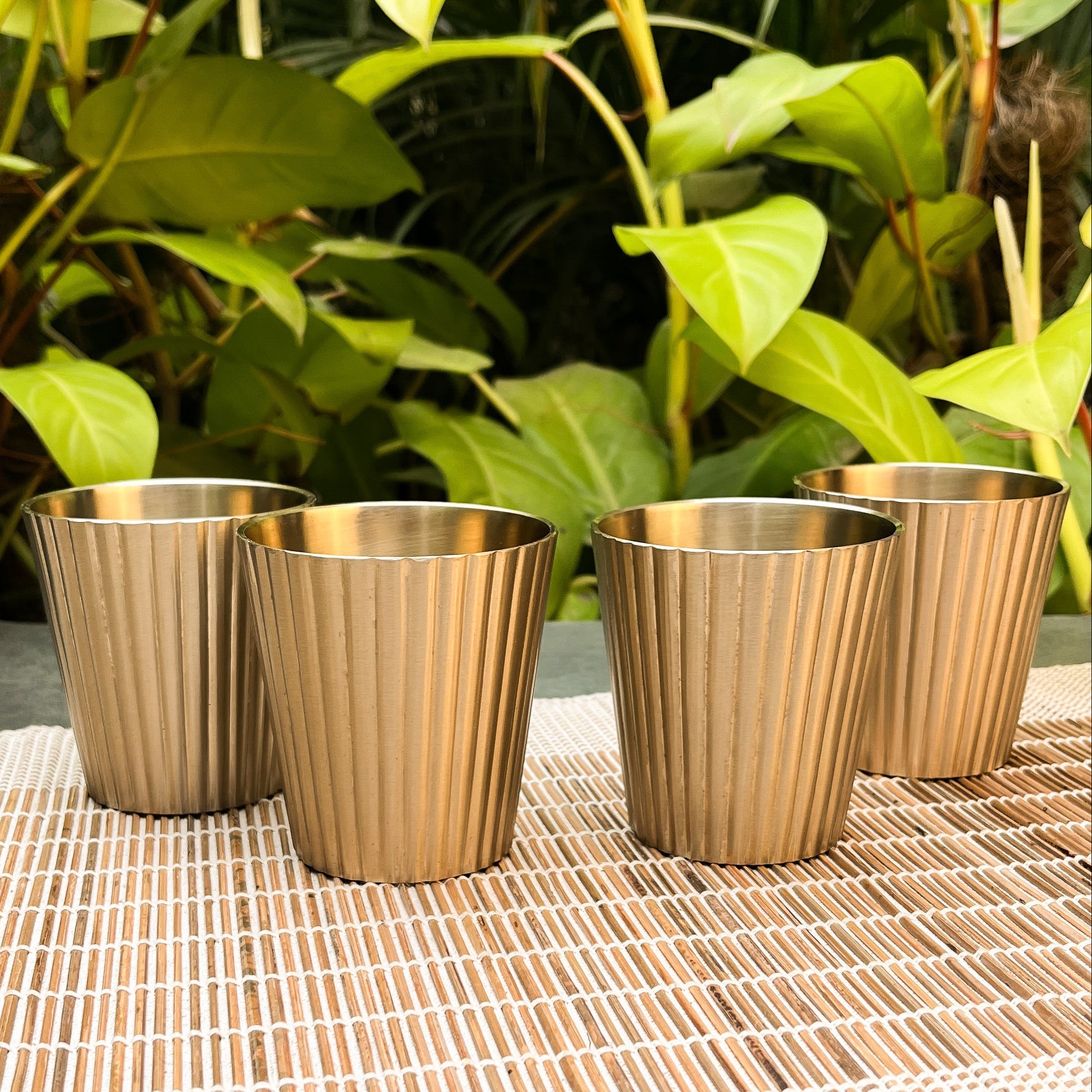 Pure Lead-Free Kansa Fluted Tumbler – 240 ML