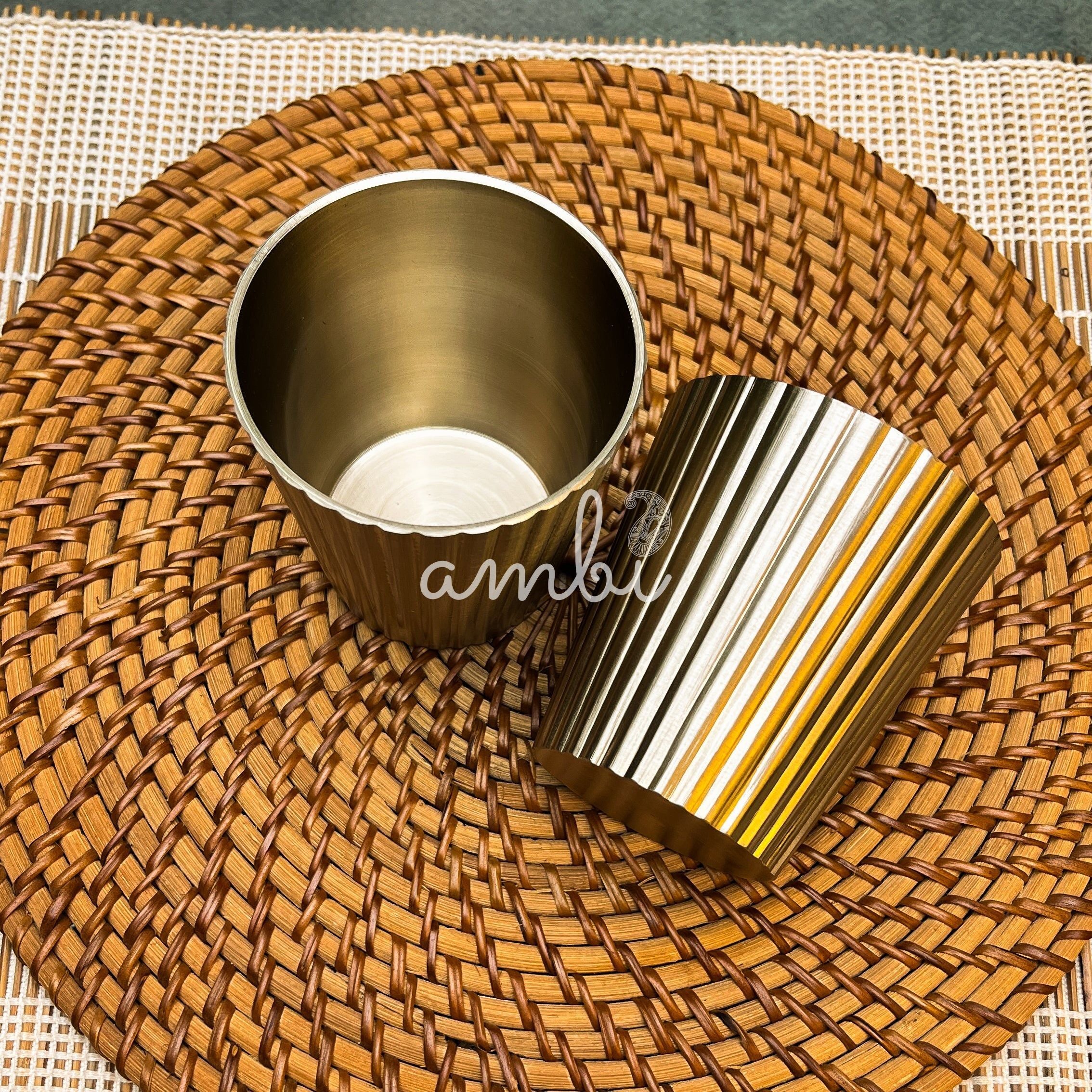 Ambi Pure 100% Lead Free Kansa Fluted Tumbler – 240 ML