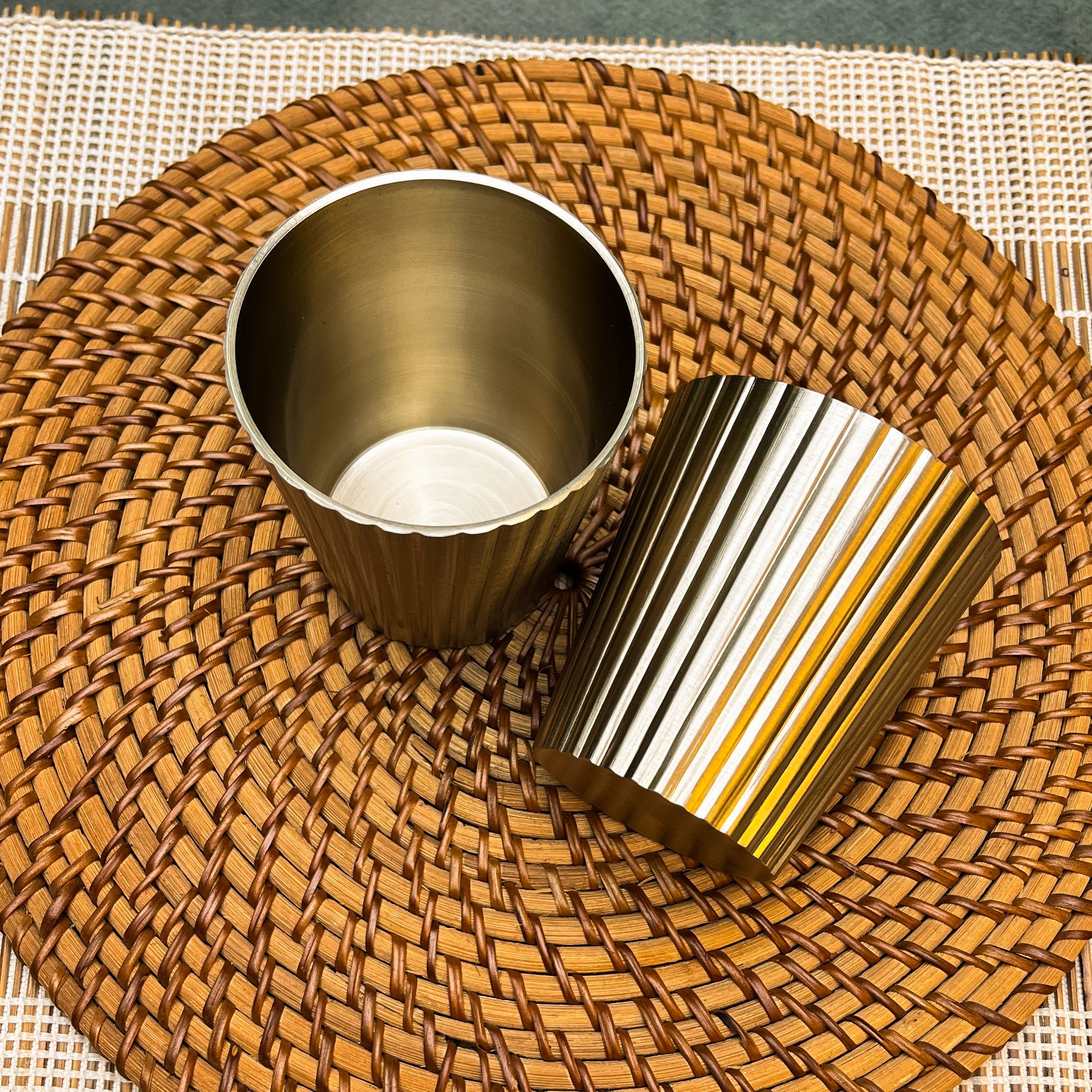Pure Lead-Free Kansa Fluted Tumbler – 240 ML