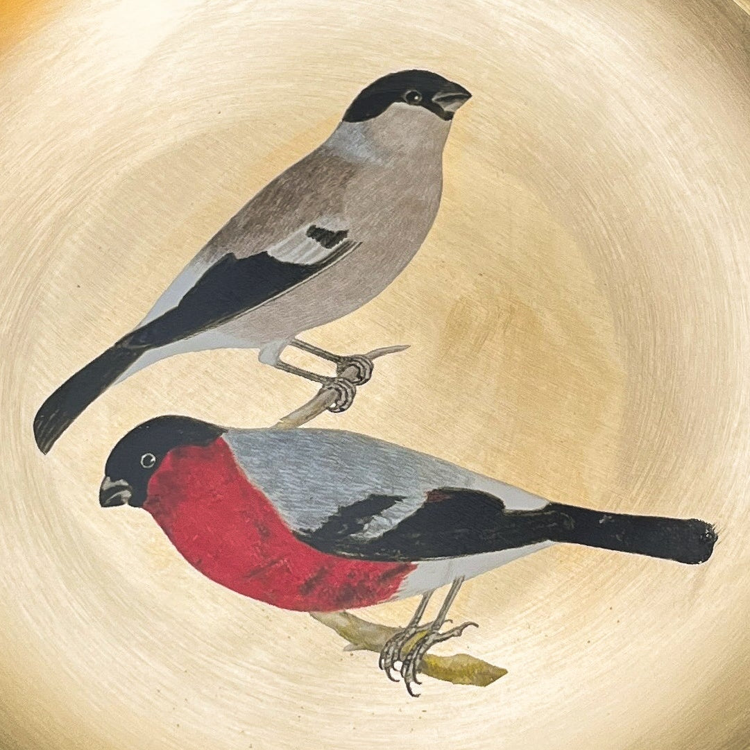 AMBI 100% Pure Lead Free Kansa Sparrow Hand Painted Finish Plate / Thali / Pooja Plate / Kids Plate - 8 inches