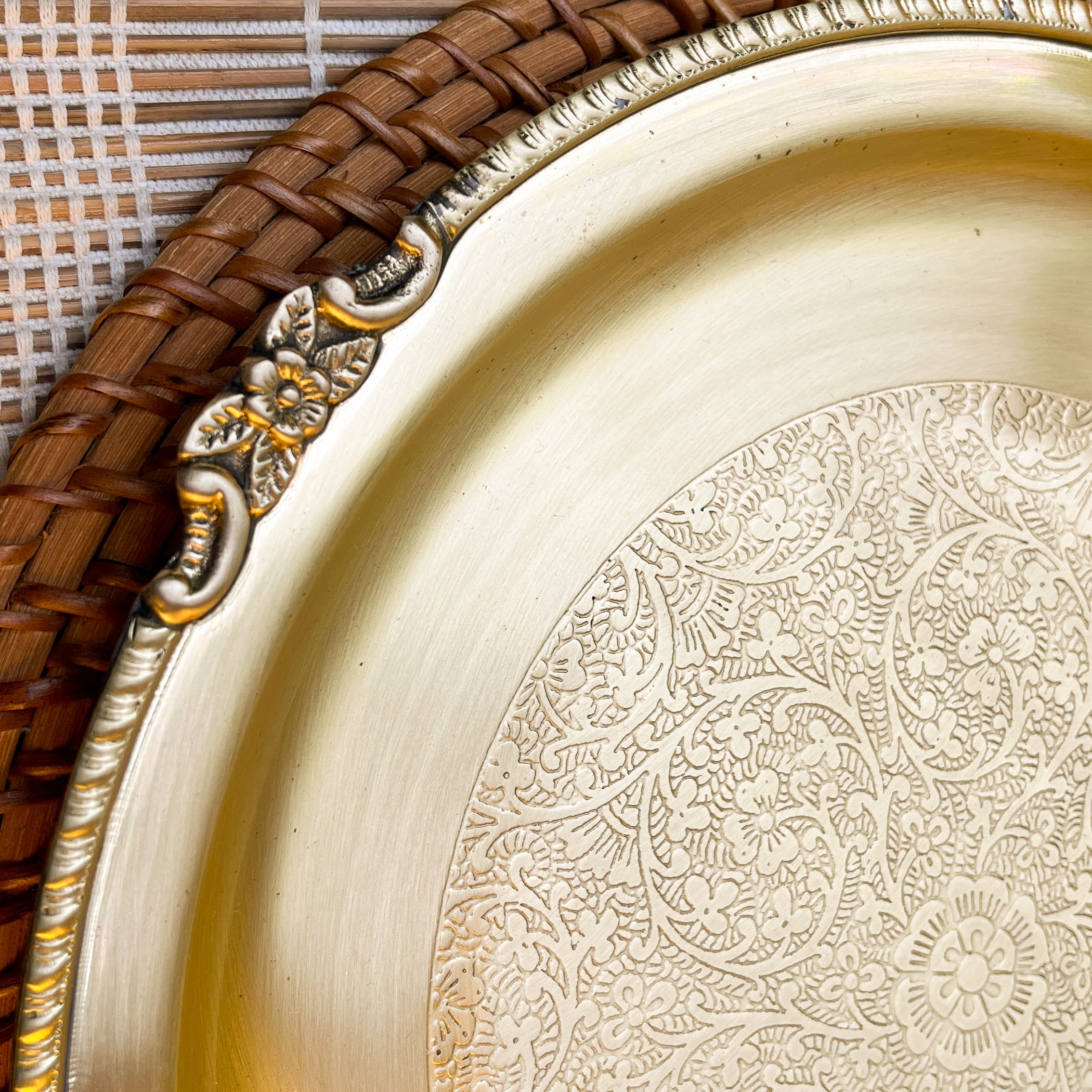 Ambi Vintage Brass Plate with Intricate Hand Engraving