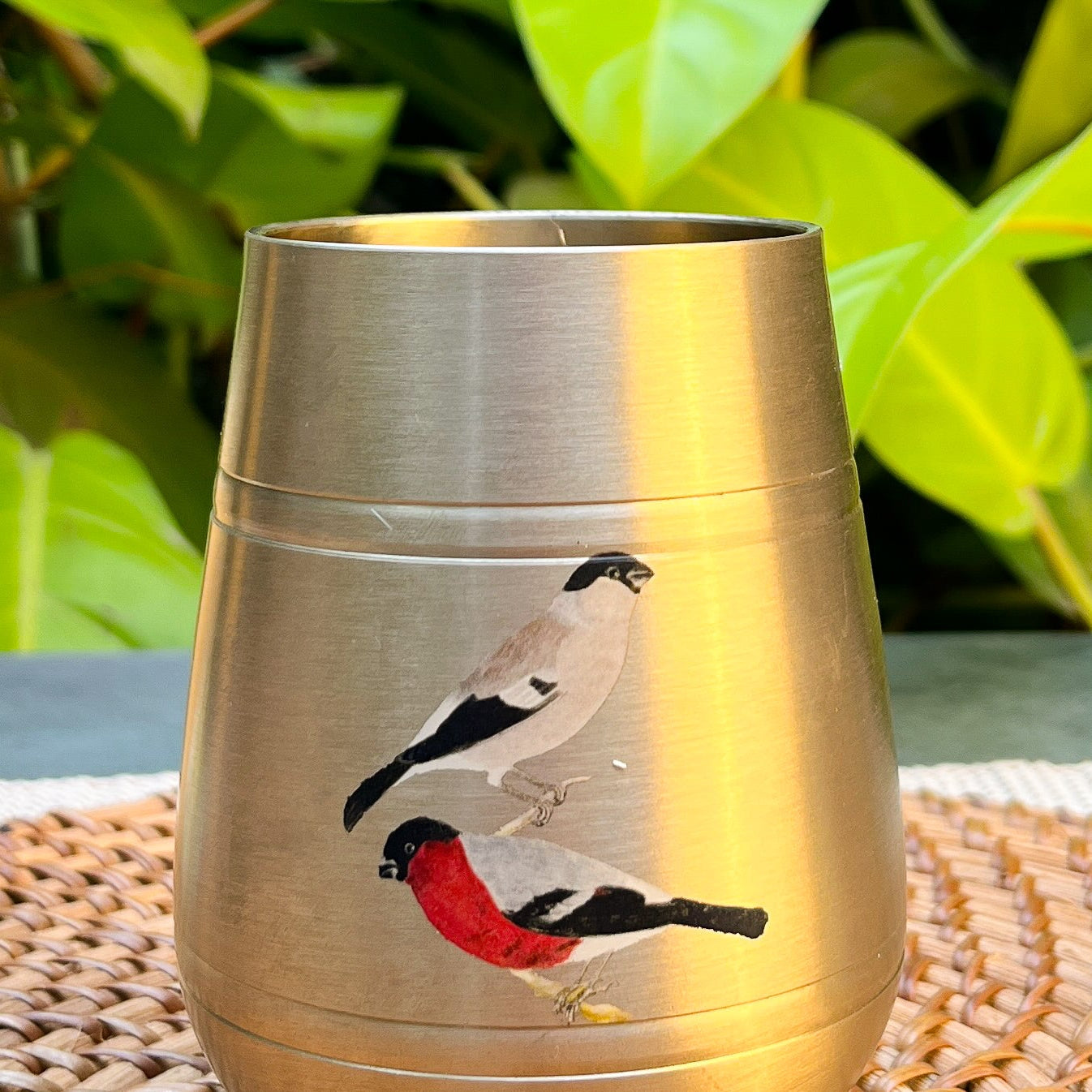 Pure 100% Lead Free Kansa Sparrow Hand Painted Finish Heavy Damru Glass - 350 ML