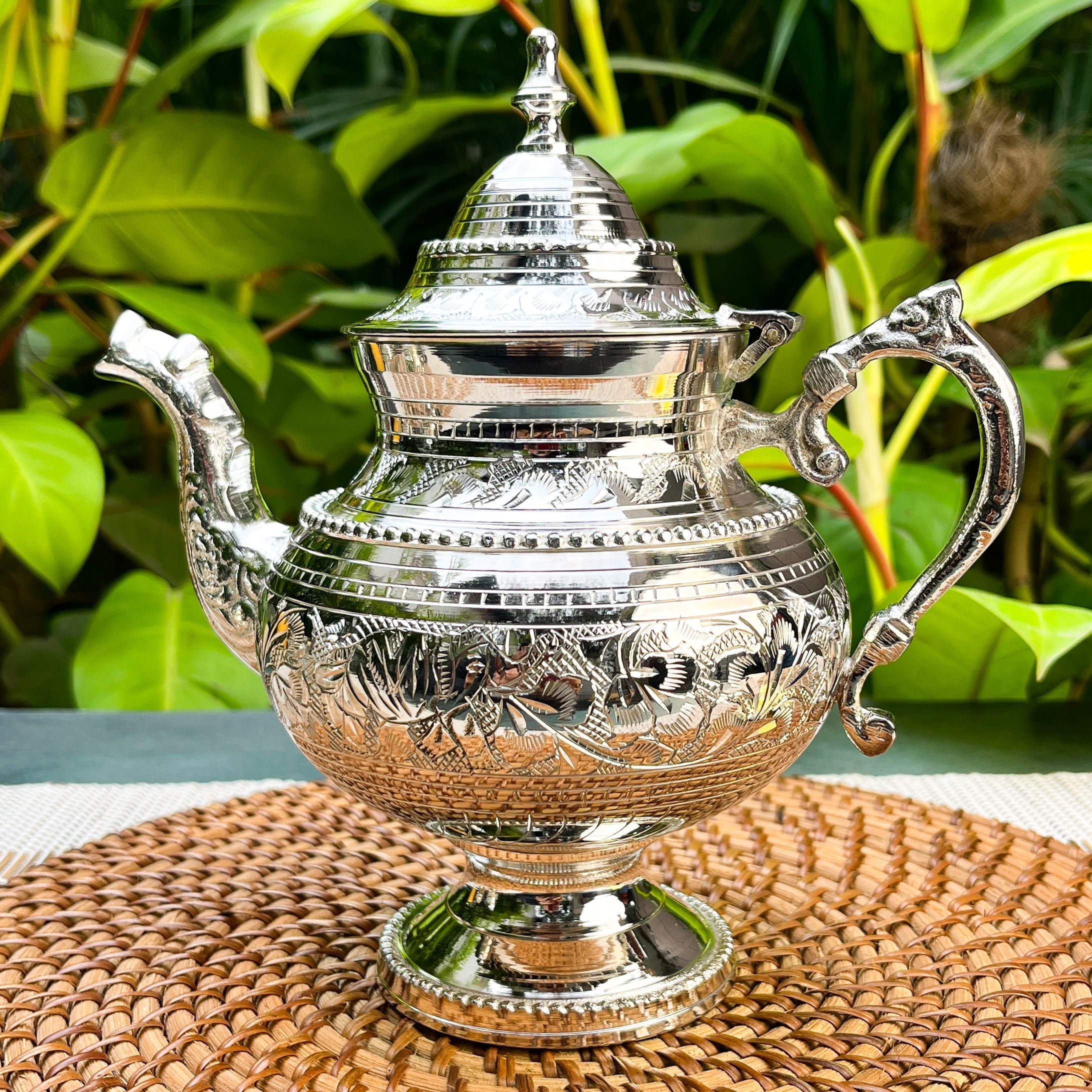 Ambi Silver-Plated Brass Victorian Tea Set – 3 Piece | Antique Finish | Handcrafted