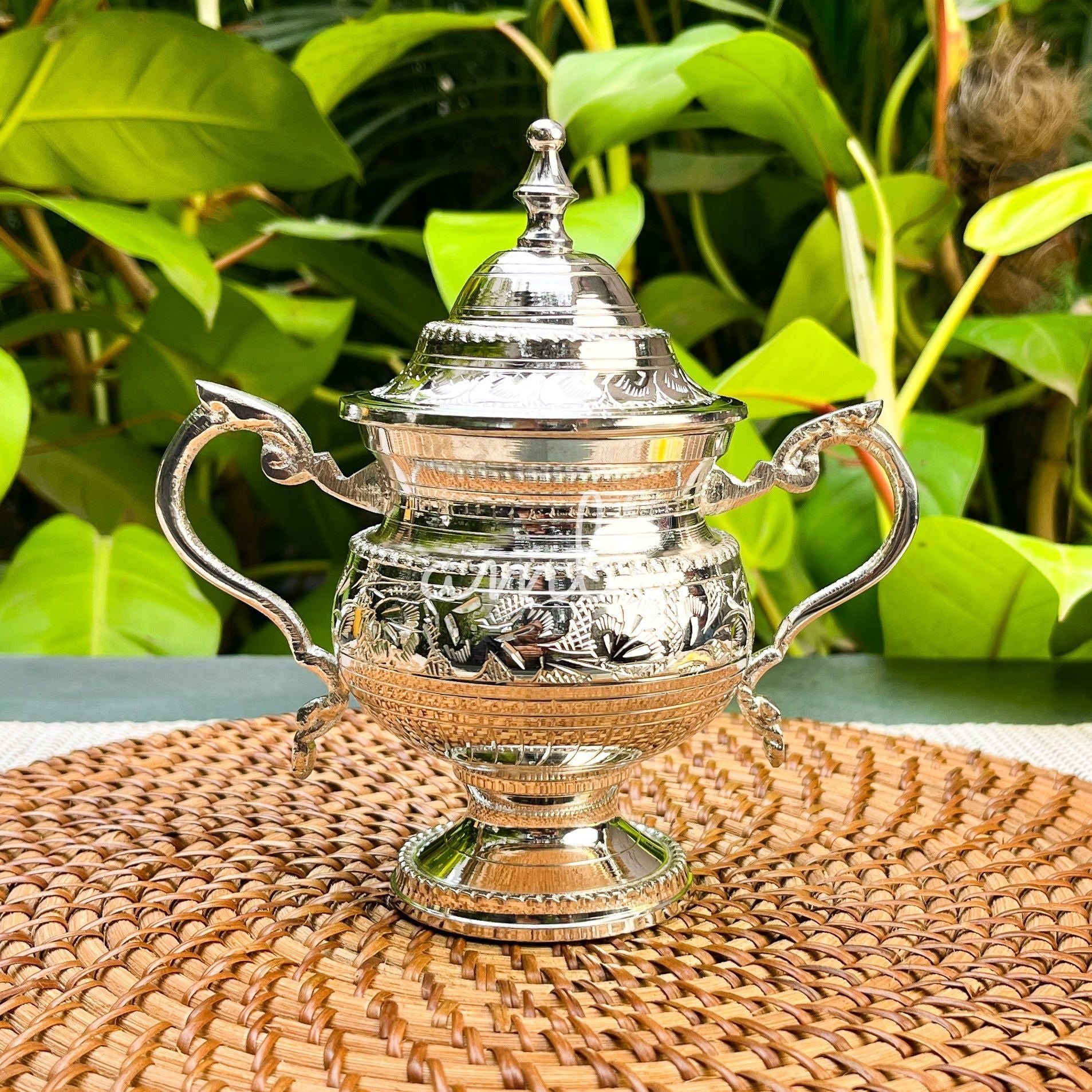 Ambi Silver-Plated Brass Victorian Tea Set – 3 Piece | Antique Finish | Handcrafted