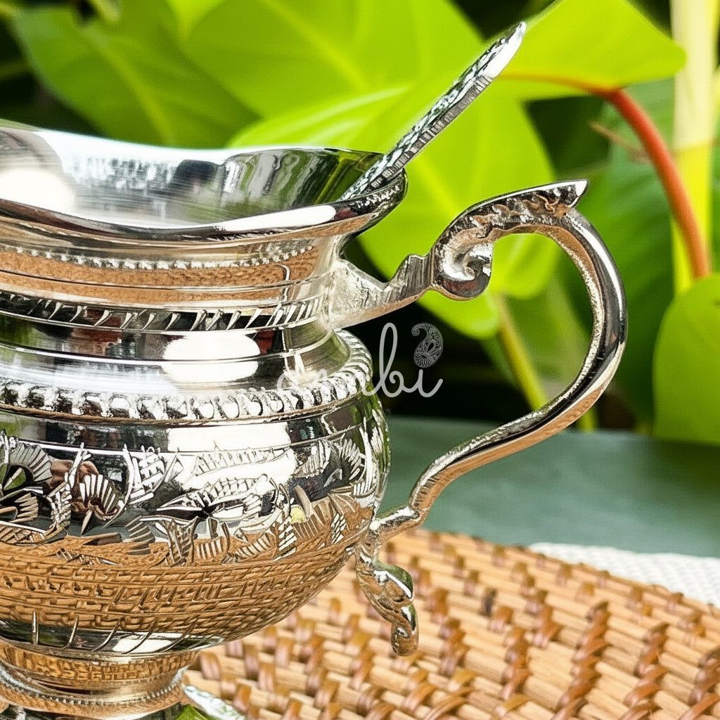 Antique Victorian Style Royal Silver-Plated Finish Pure Brass Tea Set of 3