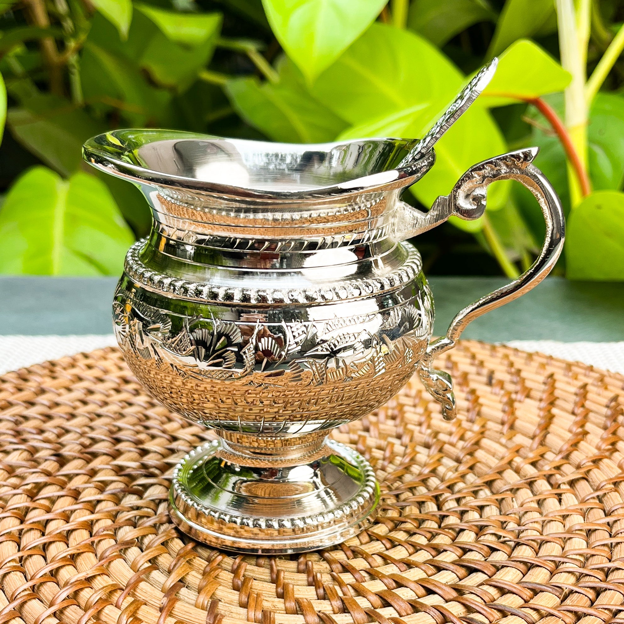 Ambi Silver-Plated Brass Victorian Tea Set – 3 Piece | Antique Finish | Handcrafted