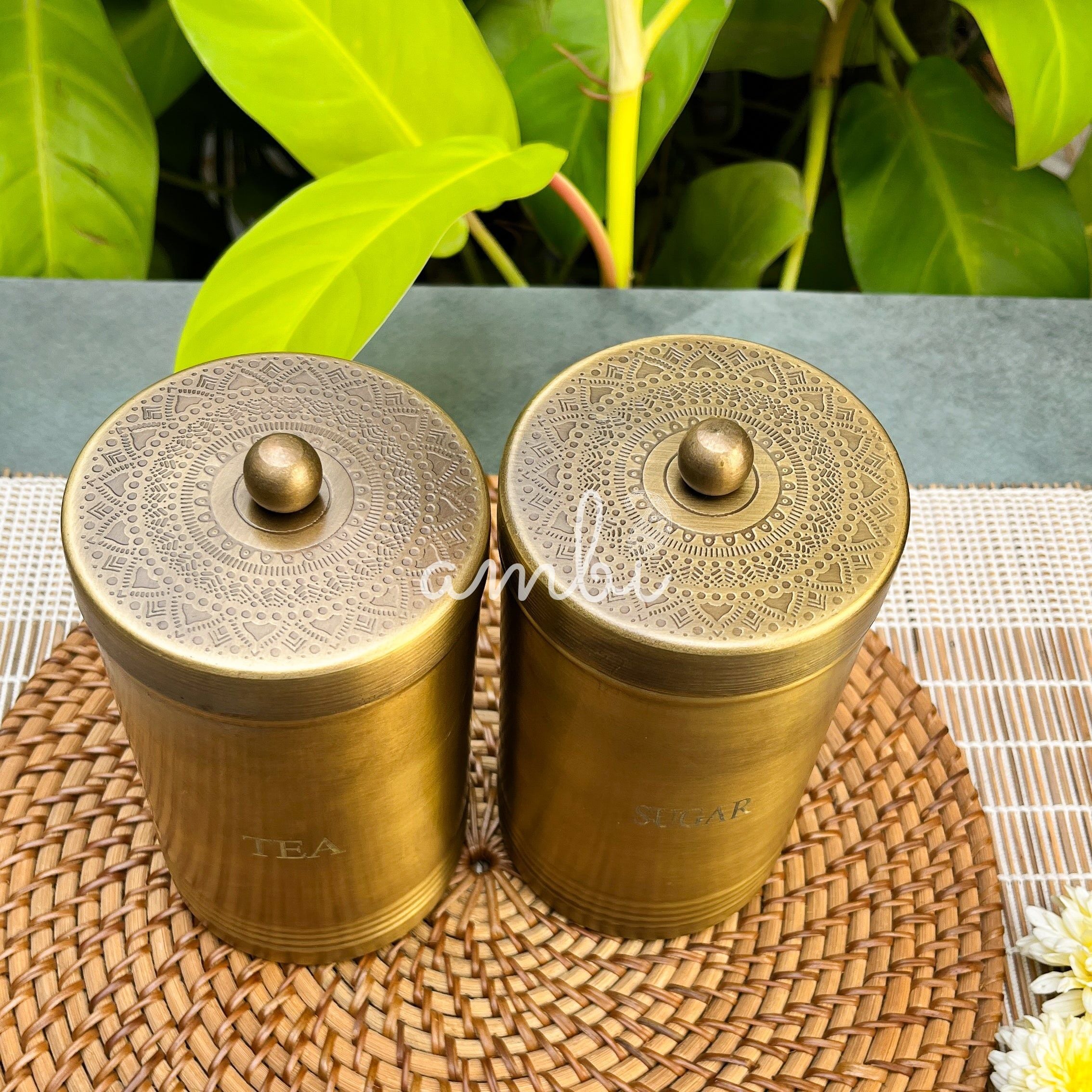 100% Pure Brass Air-Tight Storage Jar Boxes (Tea & Sugar) – Medium Size