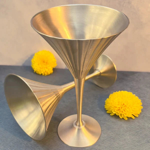 Ambi Vintage-Inspired Pure Kansa Wine / Cocktail / Martini Glasses – Matte Finish - Set of 2