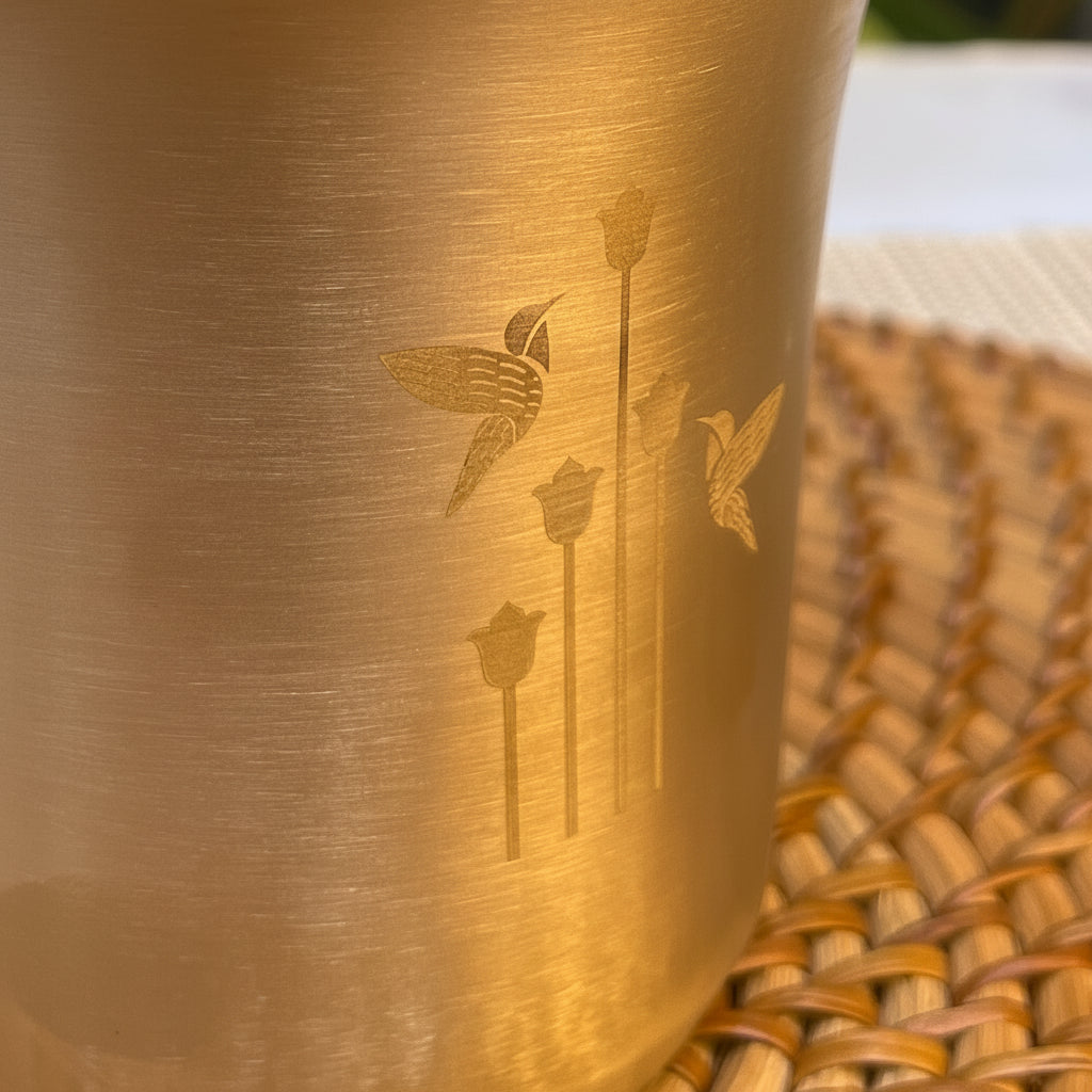 AMBI Pure 100% Lead Free Kansa Water Glass -with Laser Cut Design - 295 ML
