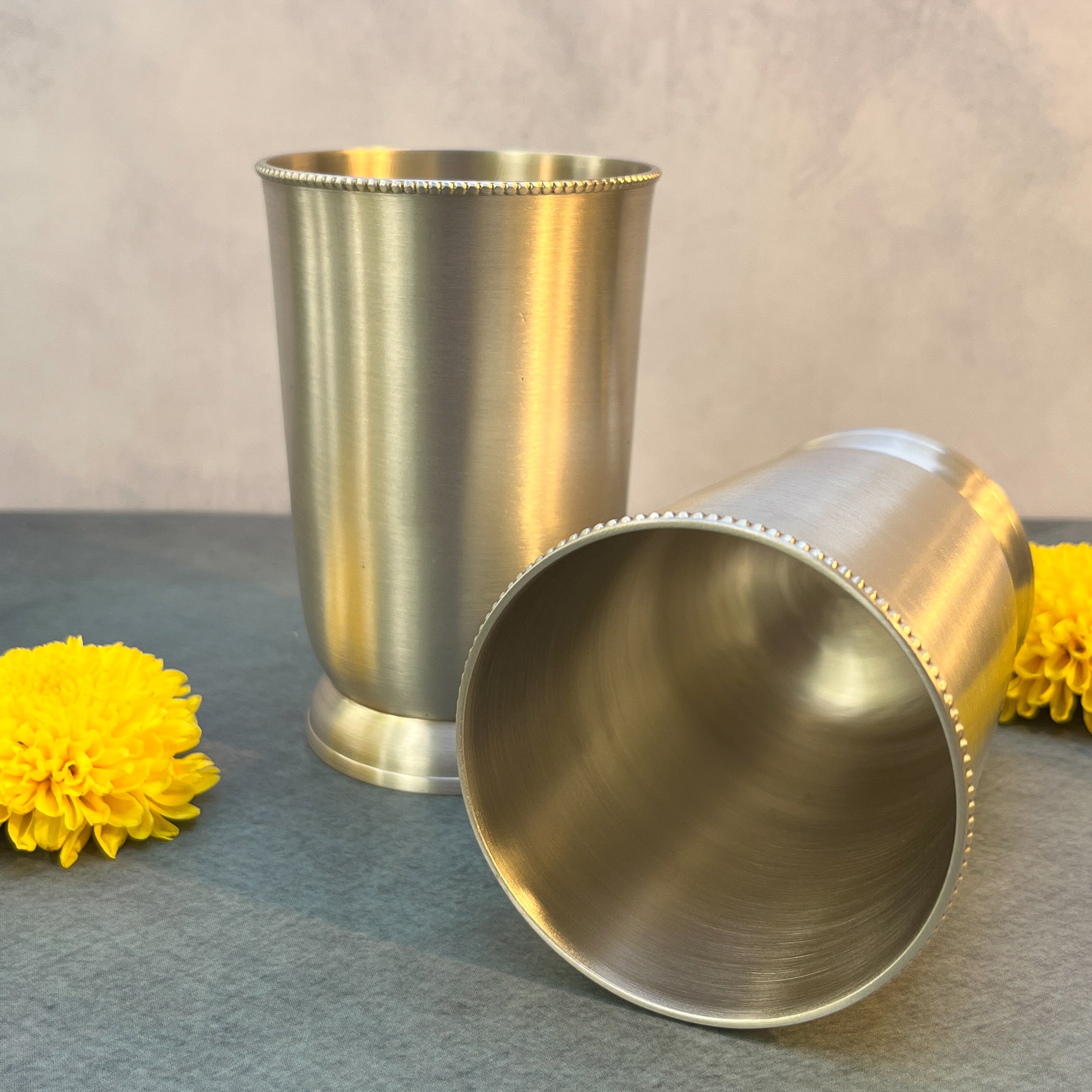 Ambi Pure Brass Glass with Beaded Rim