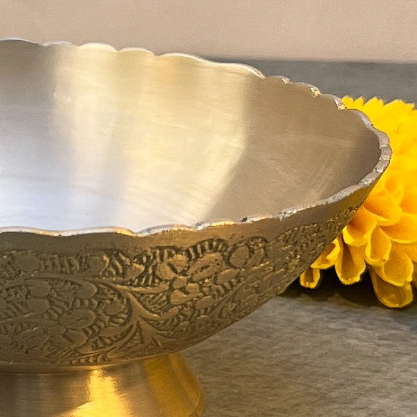 AMBI Handcrafted 100% Pure Brass Dessert / Nut Bowl with engraving Set of 4