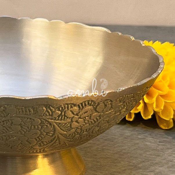 AMBI Handcrafted 100% Pure Brass Dessert / Nut Bowl with engraving Set of 4